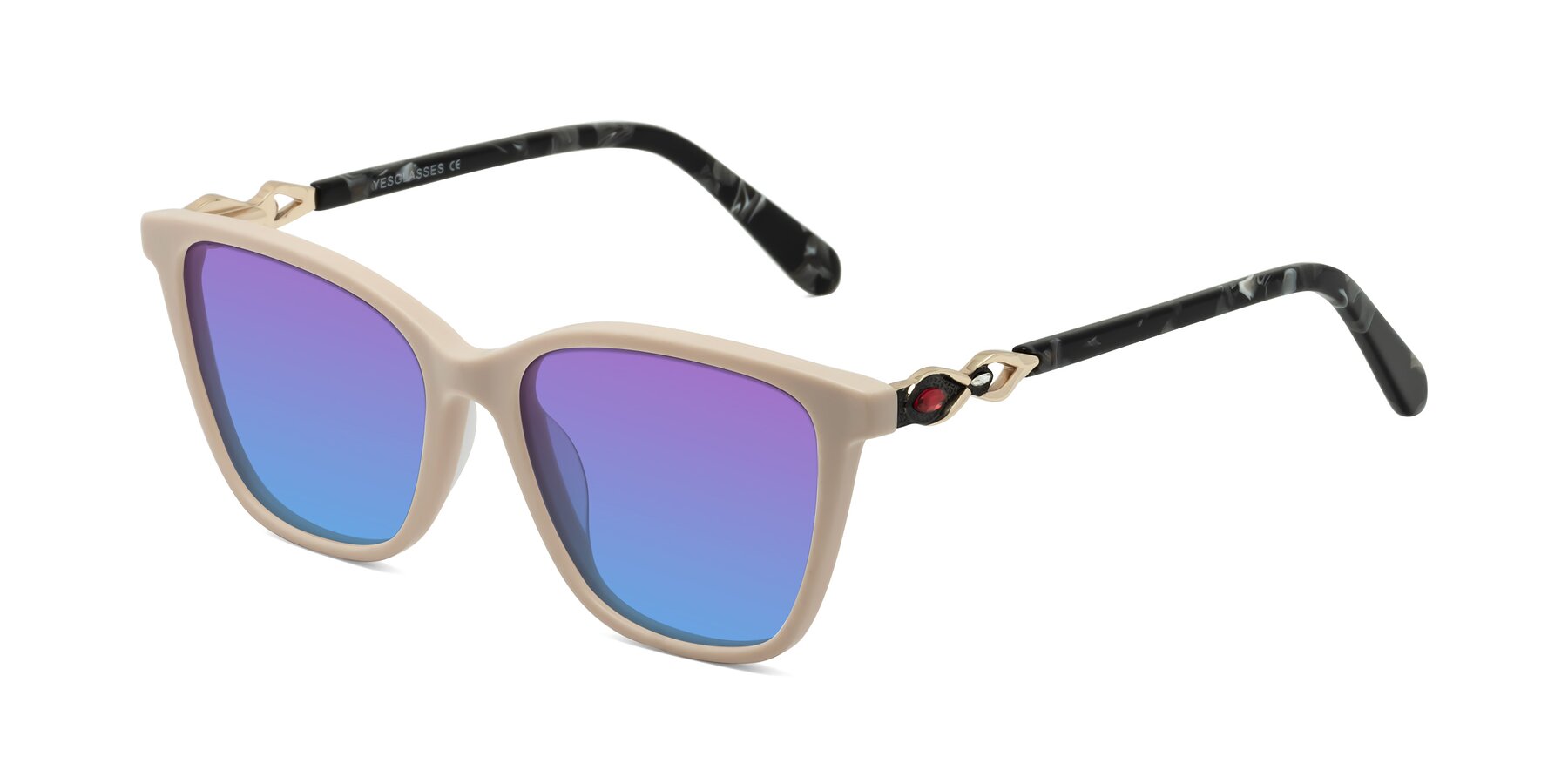 Angle of Mothe in Ivory pink with Purple / Blue Gradient Lenses