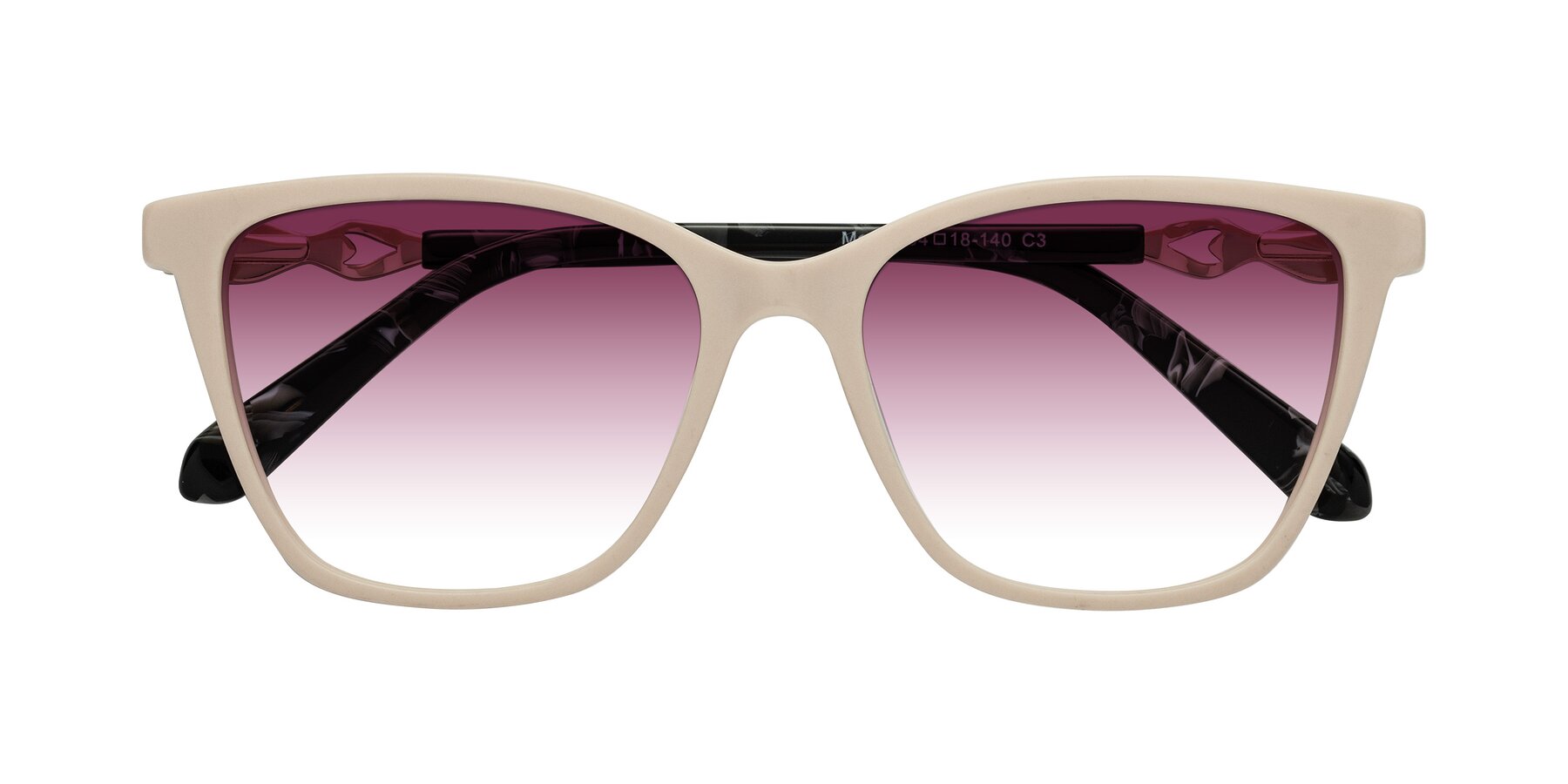 Folded Front of Mothe in Ivory pink with Wine Gradient Lenses