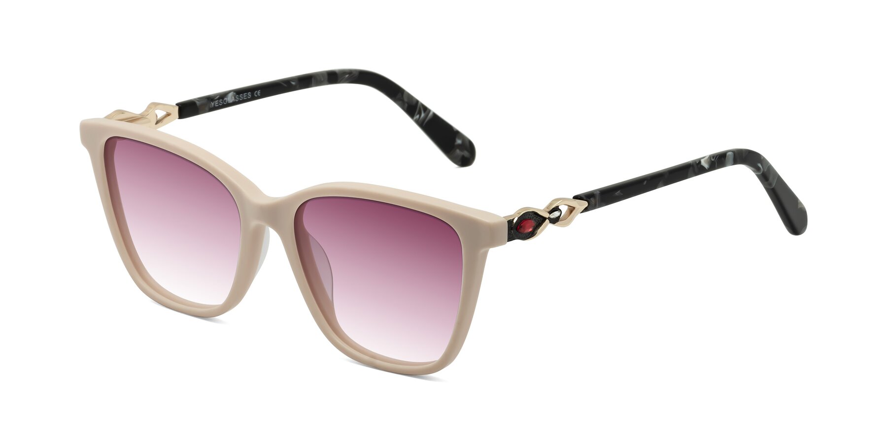 Angle of Mothe in Ivory pink with Wine Gradient Lenses