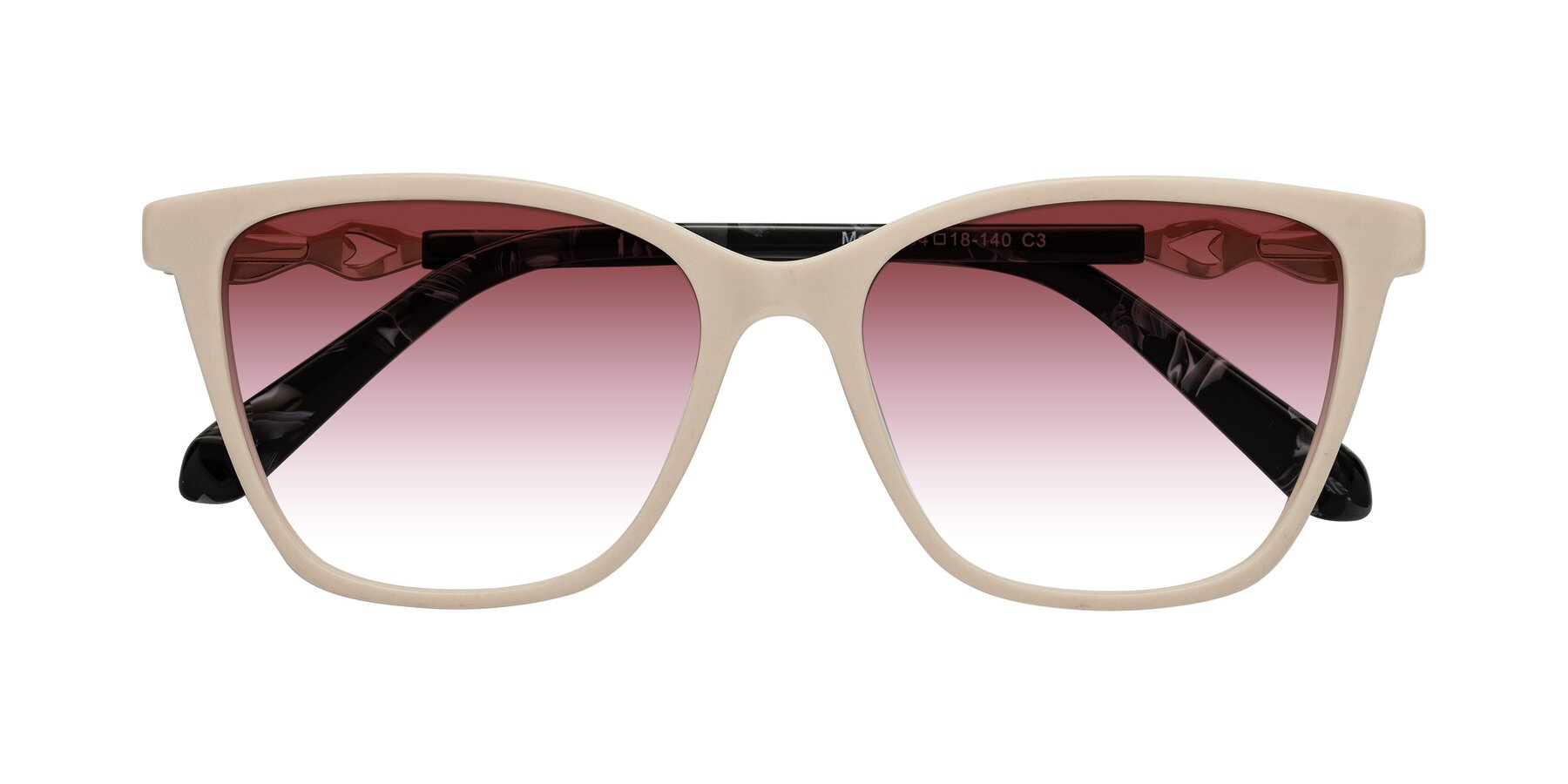 Folded Front of Mothe in Ivory pink with Garnet Gradient Lenses