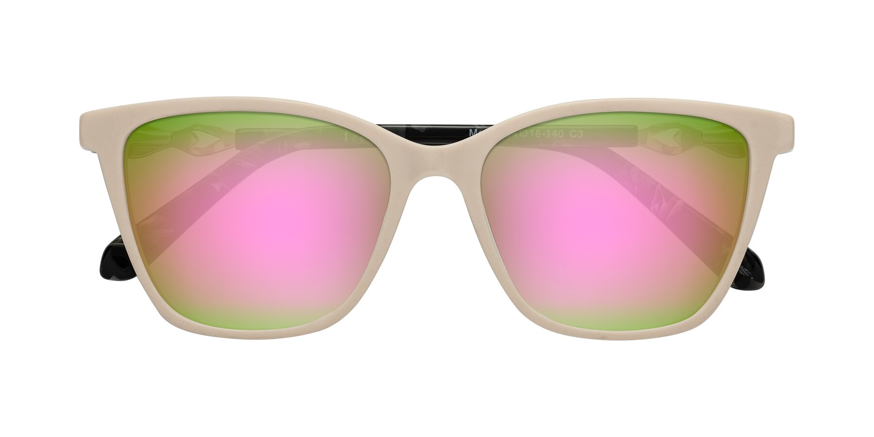 Folded Front of Mothe in Ivory pink with Pink Mirrored Lenses