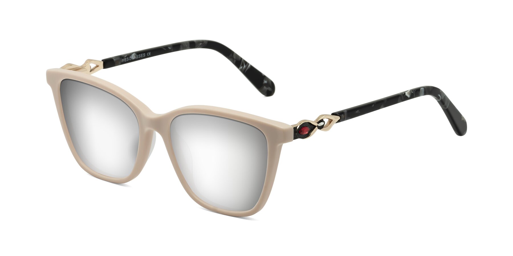 Angle of Mothe in Ivory pink with Silver Mirrored Lenses