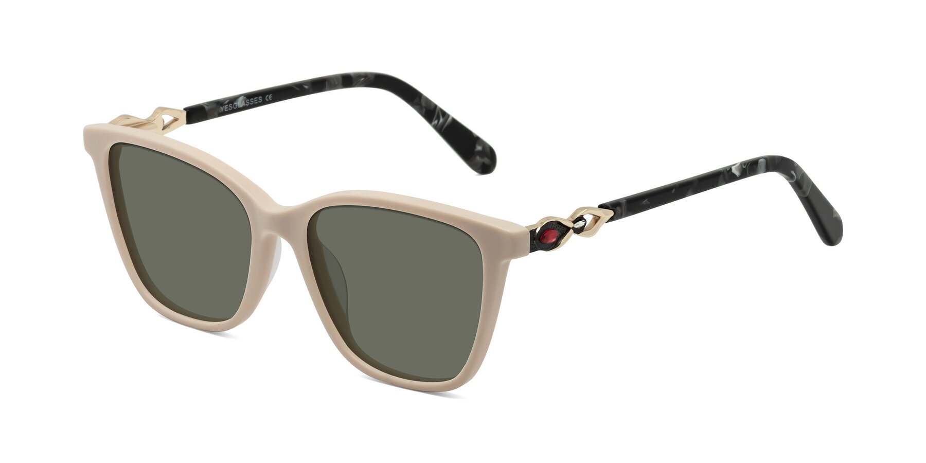 Angle of Mothe in Ivory pink with Gray Polarized Lenses