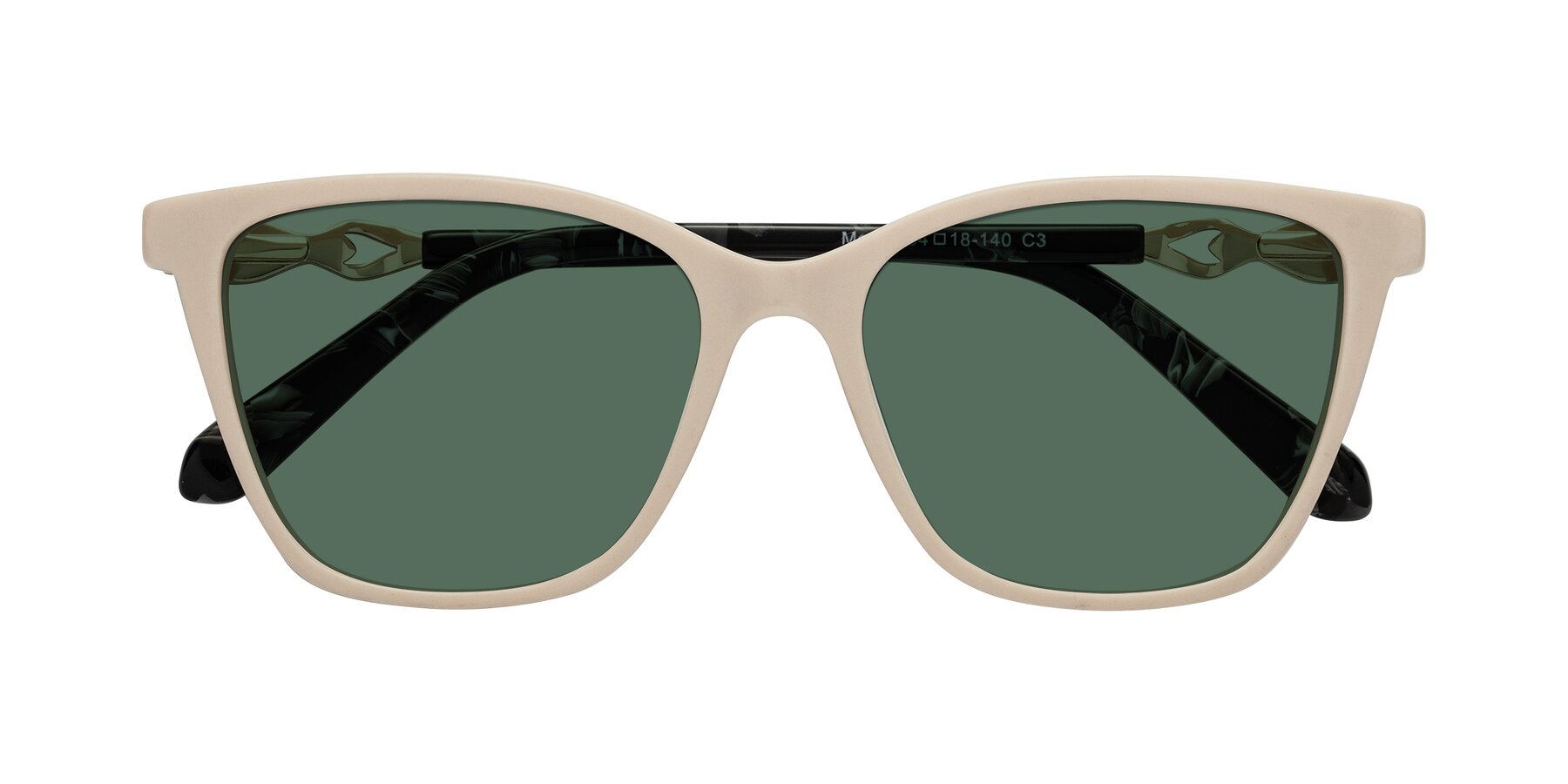 Folded Front of Mothe in Ivory pink with Green Polarized Lenses