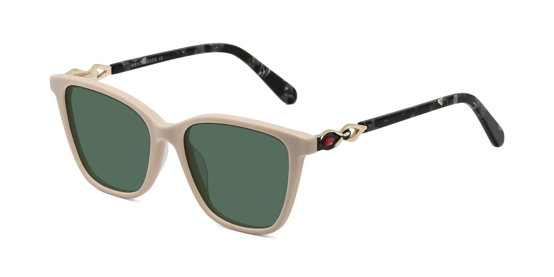 Angle of Mothe in Ivory pink with Green Polarized Lenses