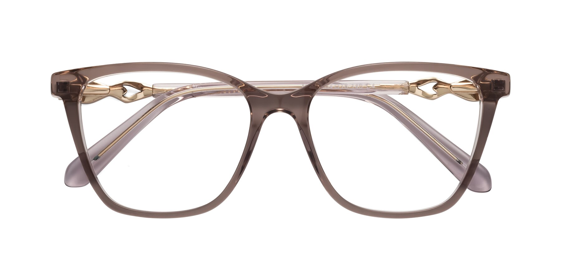 Folded Front of Mothe in Rose Taupe with Clear Eyeglass Lenses