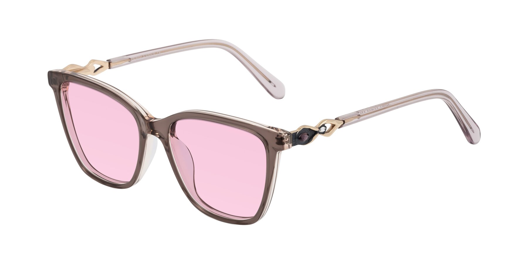 Angle of Mothe in Rose Taupe with Light Pink Tinted Lenses