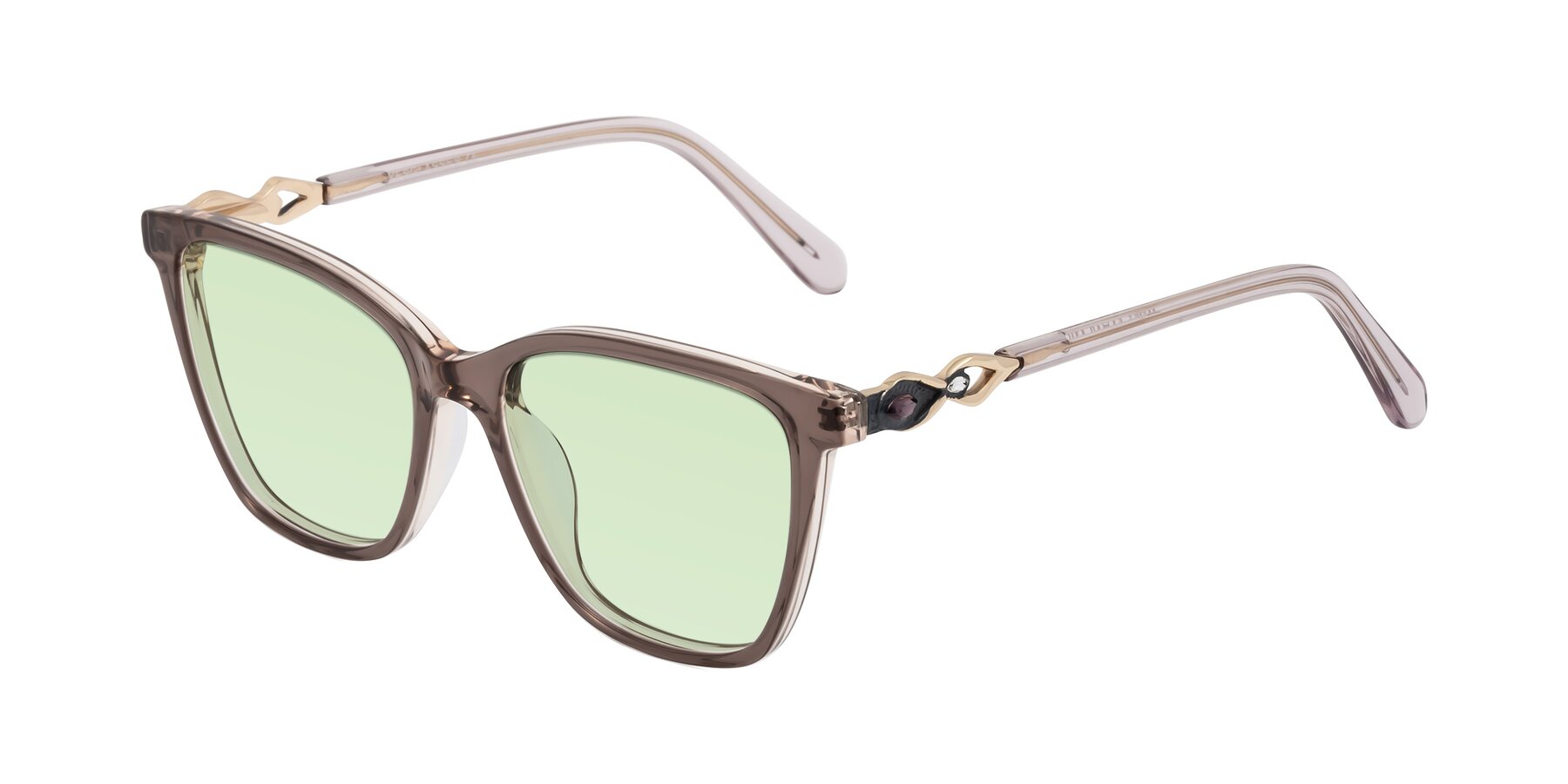 Angle of Mothe in Rose Taupe with Light Green Tinted Lenses