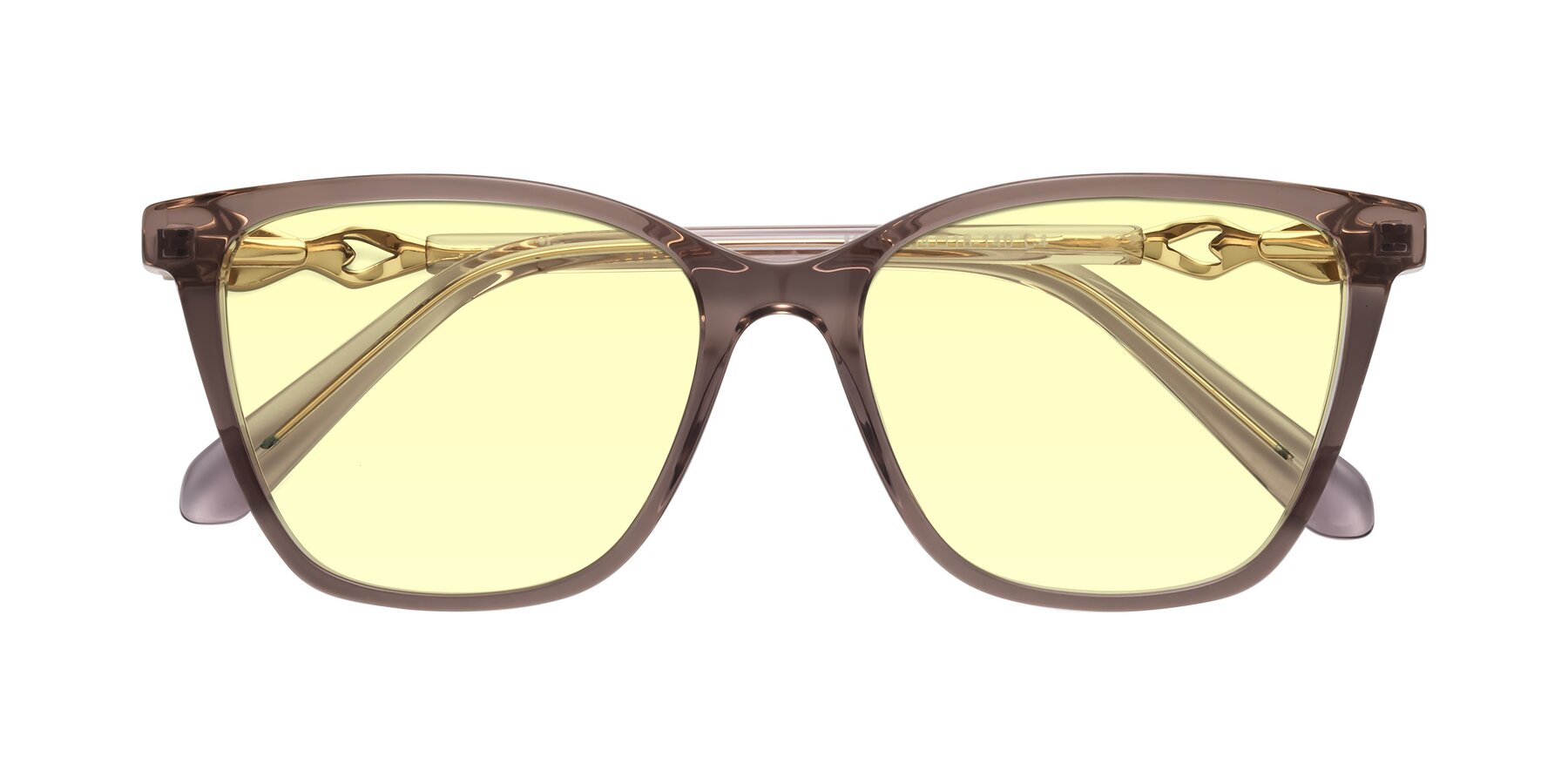 Folded Front of Mothe in Rose Taupe with Light Yellow Tinted Lenses