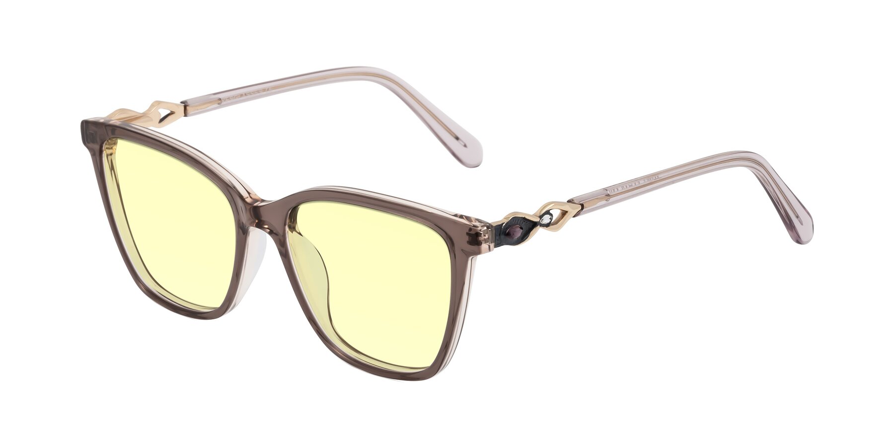 Angle of Mothe in Rose Taupe with Light Yellow Tinted Lenses