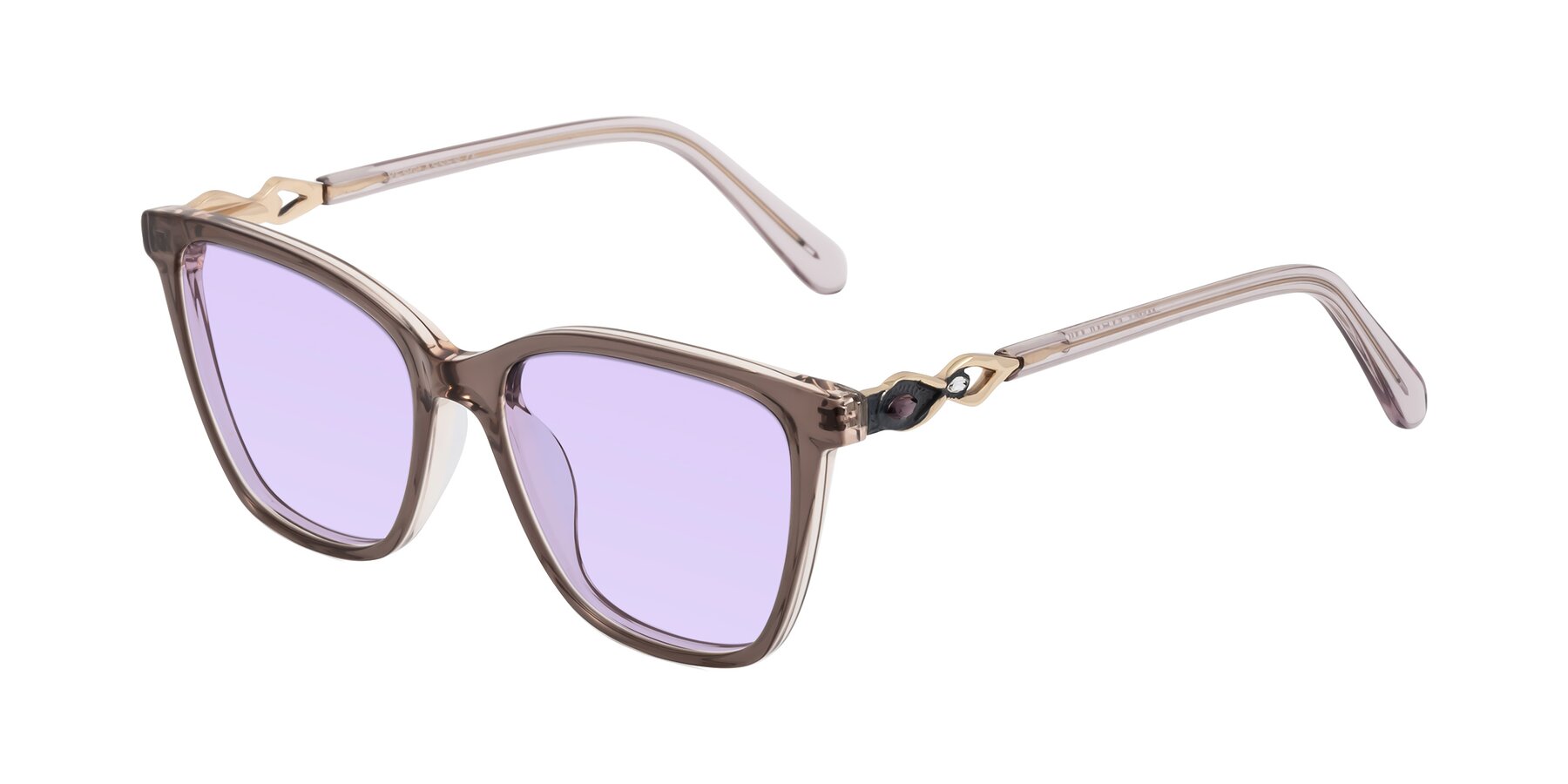 Angle of Mothe in Rose Taupe with Light Purple Tinted Lenses