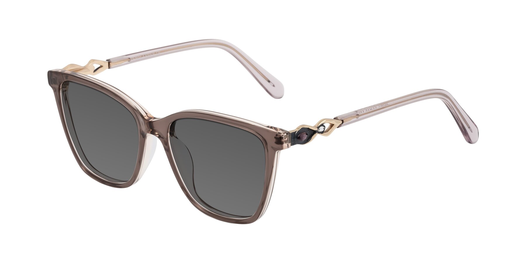 Angle of Mothe in Rose Taupe with Medium Gray Tinted Lenses