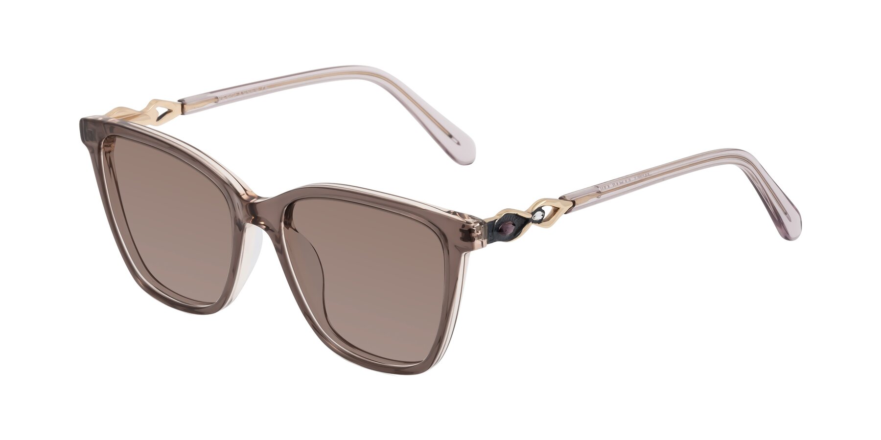 Angle of Mothe in Rose Taupe with Medium Brown Tinted Lenses