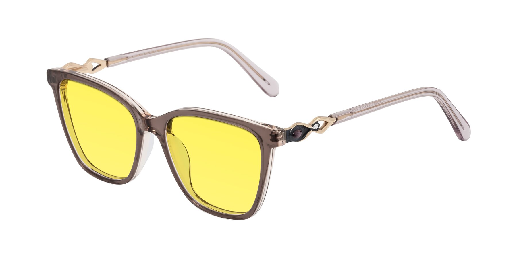 Angle of Mothe in Rose Taupe with Medium Yellow Tinted Lenses