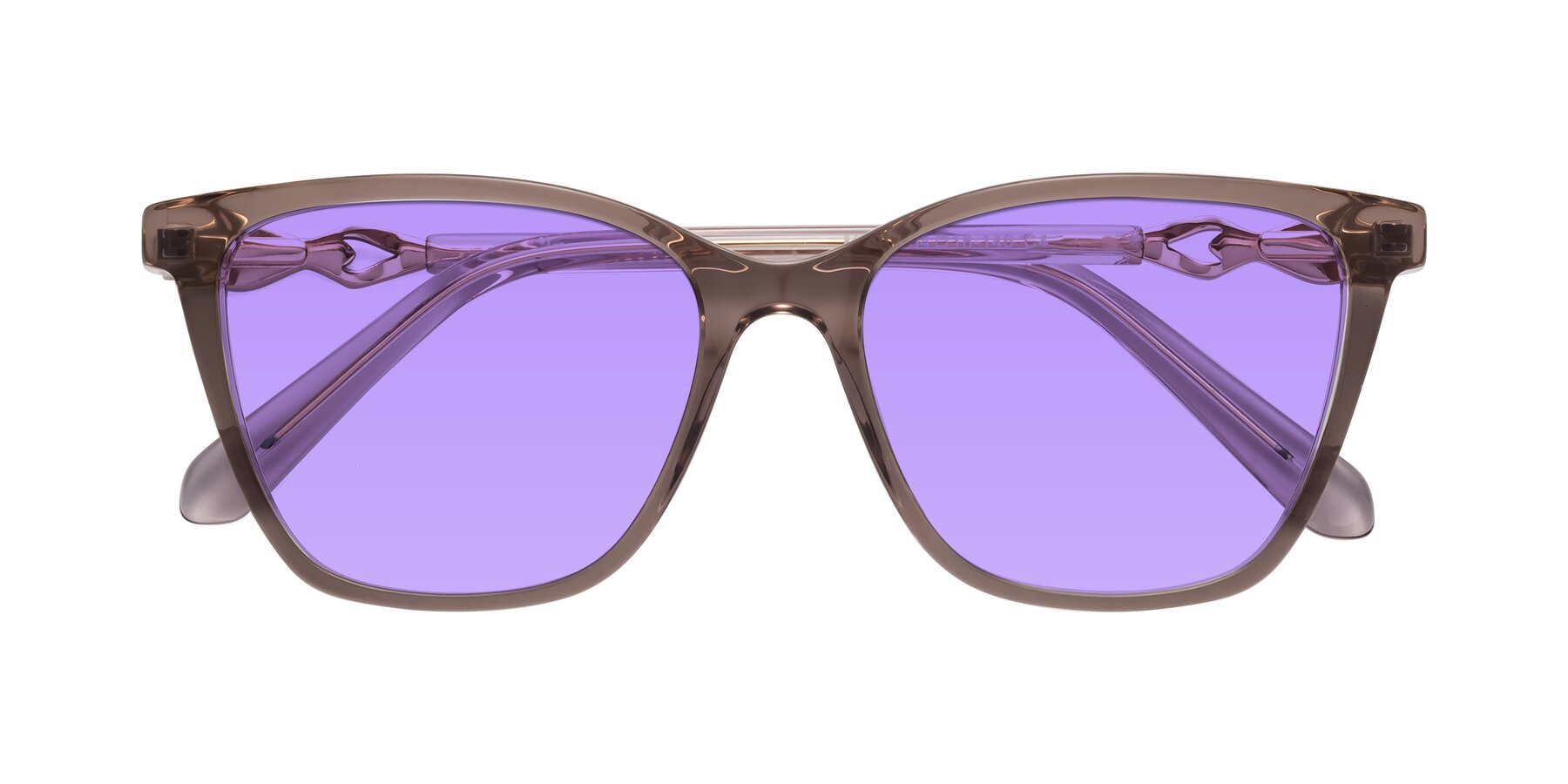 Folded Front of Mothe in Rose Taupe with Medium Purple Tinted Lenses