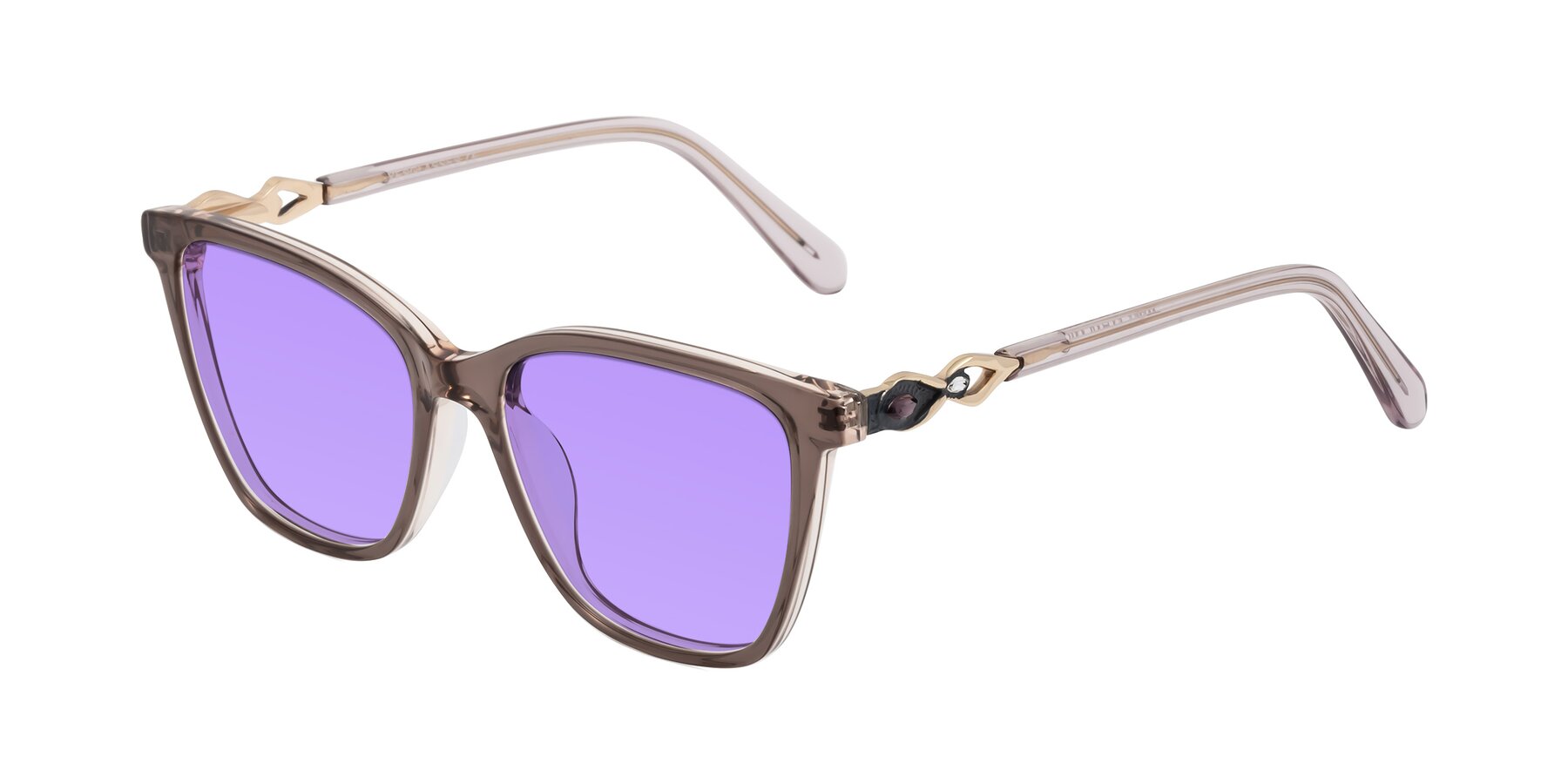 Angle of Mothe in Rose Taupe with Medium Purple Tinted Lenses