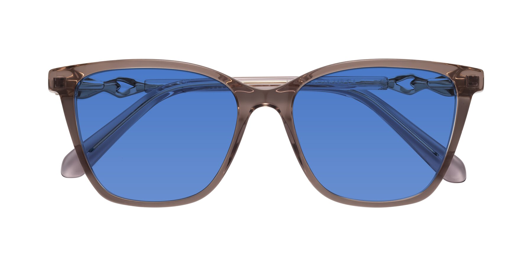 Folded Front of Mothe in Rose Taupe with Blue Tinted Lenses