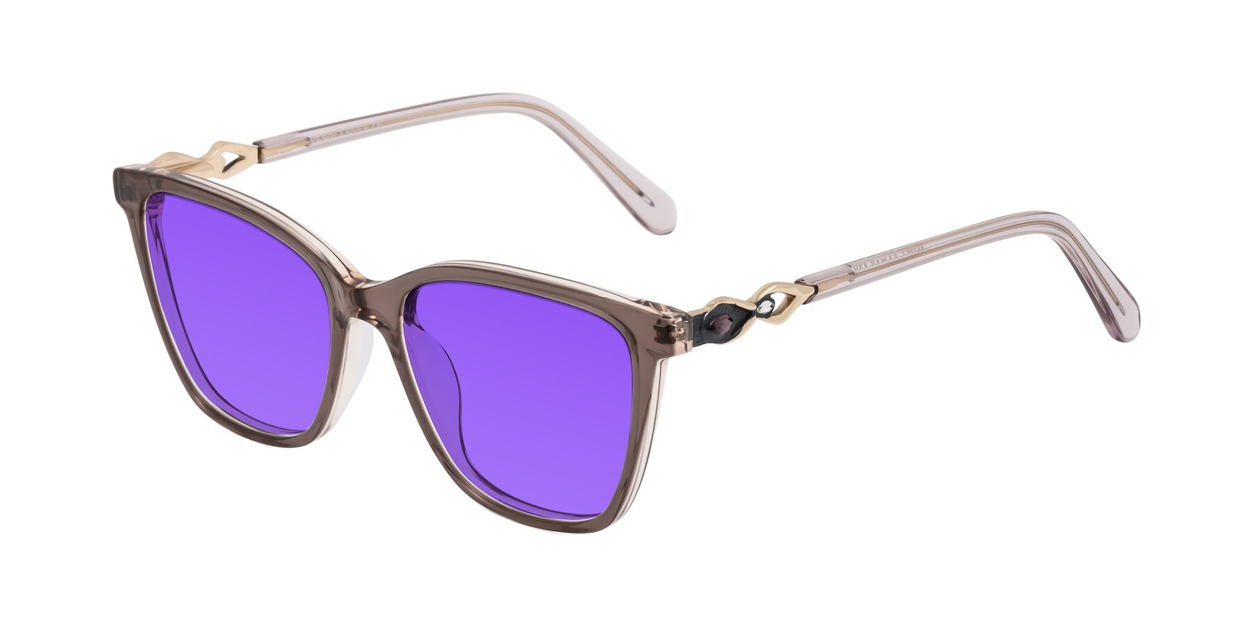 Angle of Mothe in Rose Taupe with Purple Tinted Lenses