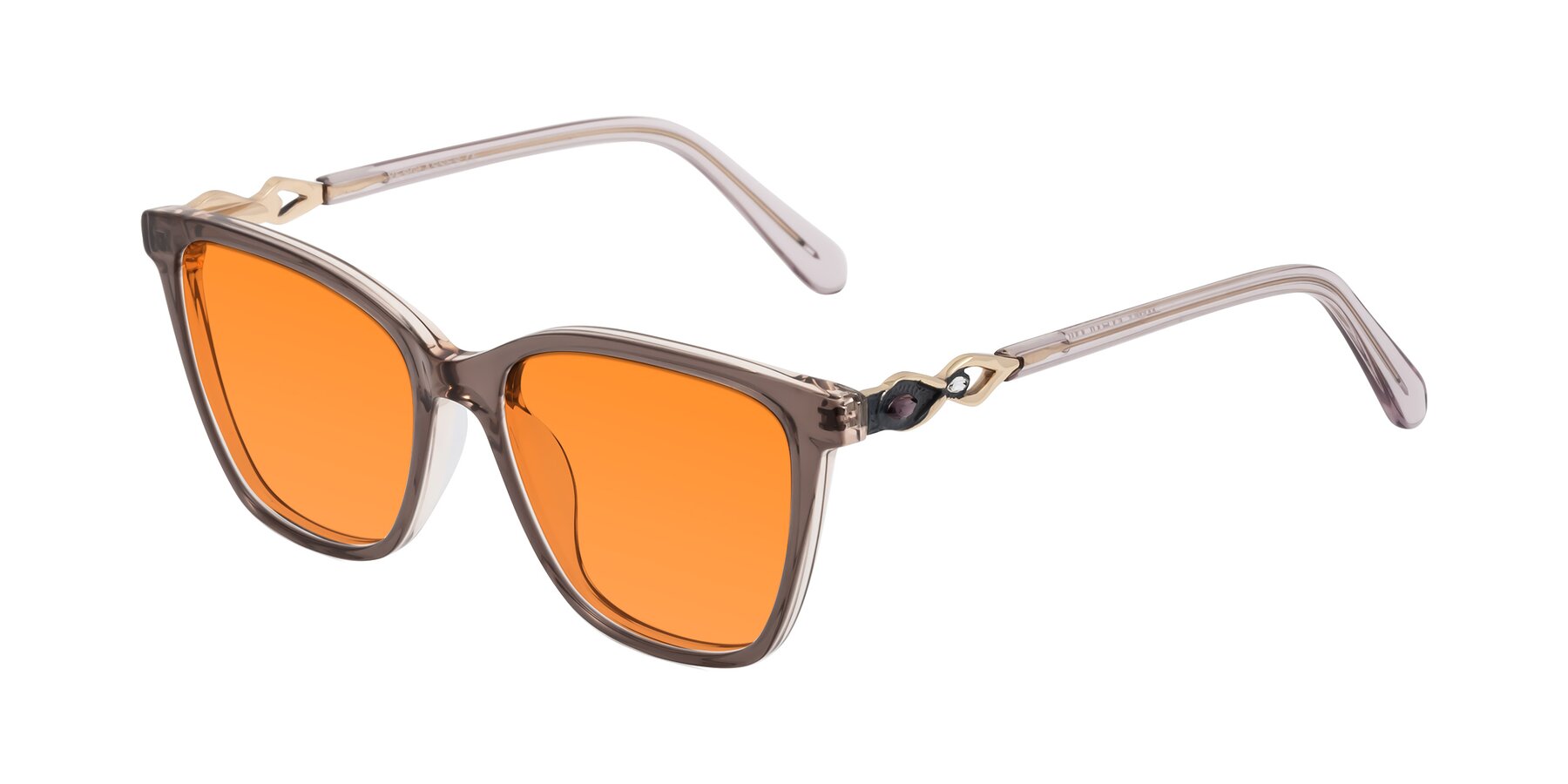 Angle of Mothe in Rose Taupe with Orange Tinted Lenses