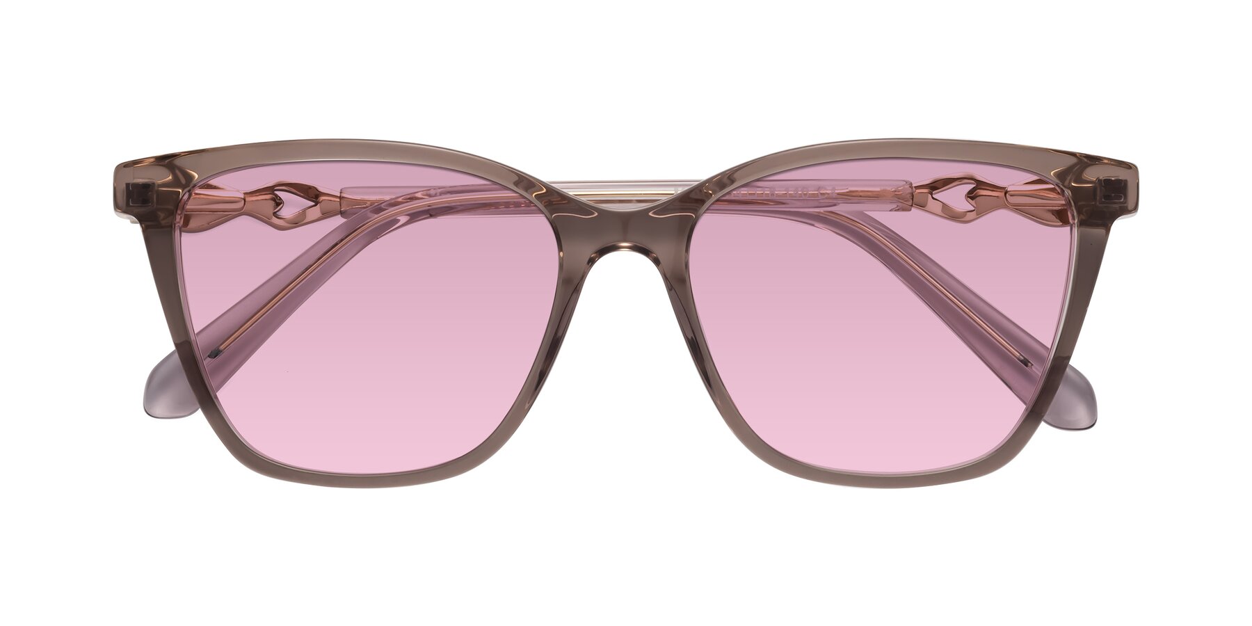 Folded Front of Mothe in Rose Taupe with Light Wine Tinted Lenses