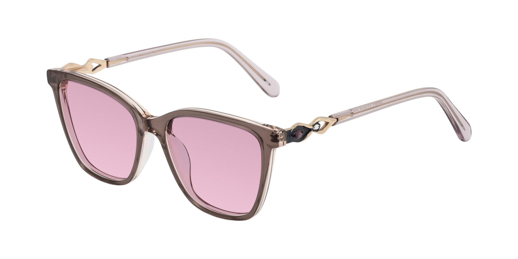 Angle of Mothe in Rose Taupe with Light Wine Tinted Lenses