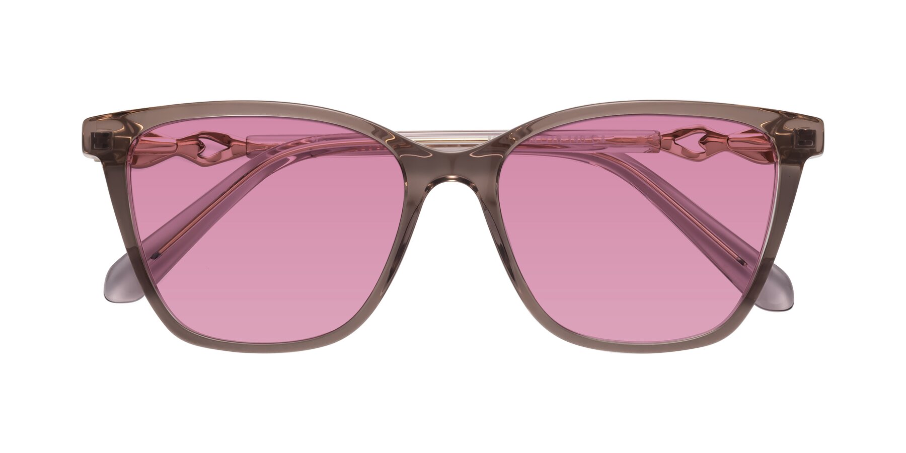 Folded Front of Mothe in Rose Taupe with Medium Wine Tinted Lenses