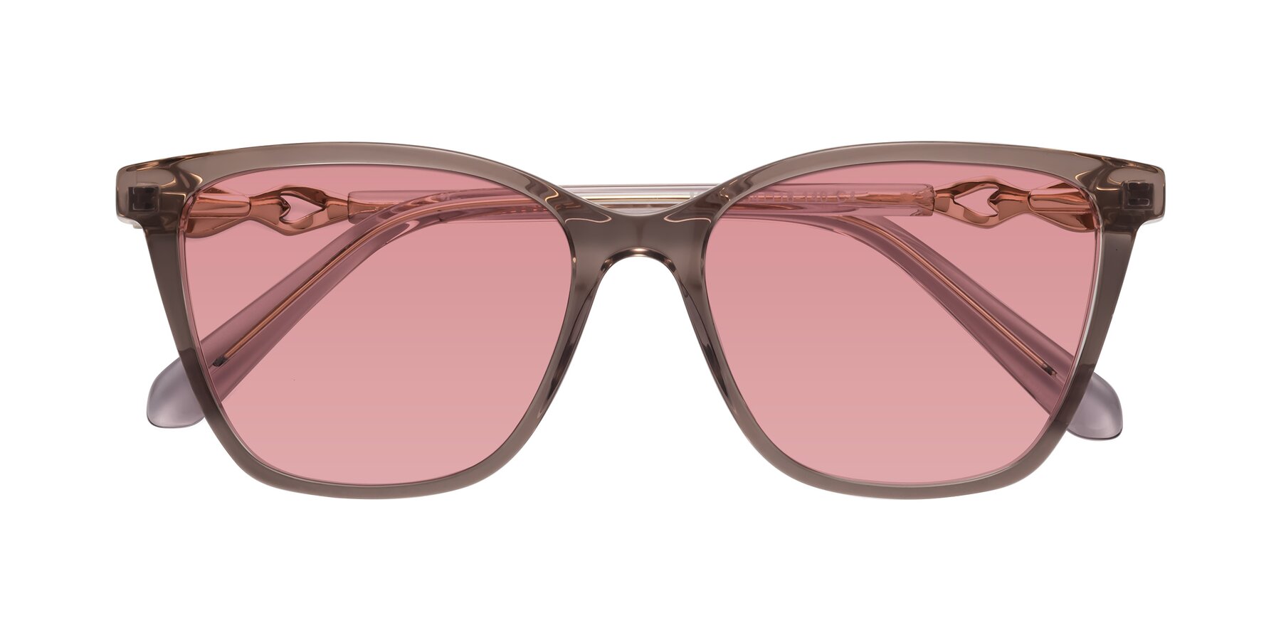 Folded Front of Mothe in Rose Taupe with Medium Garnet Tinted Lenses