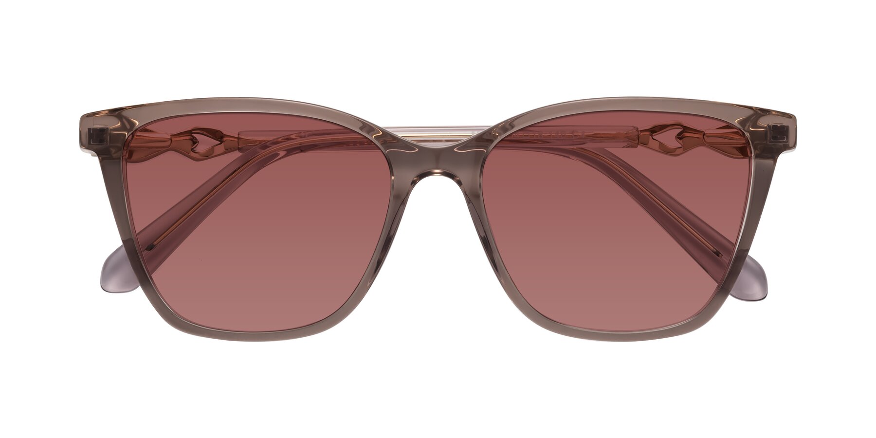 Folded Front of Mothe in Rose Taupe with Garnet Tinted Lenses