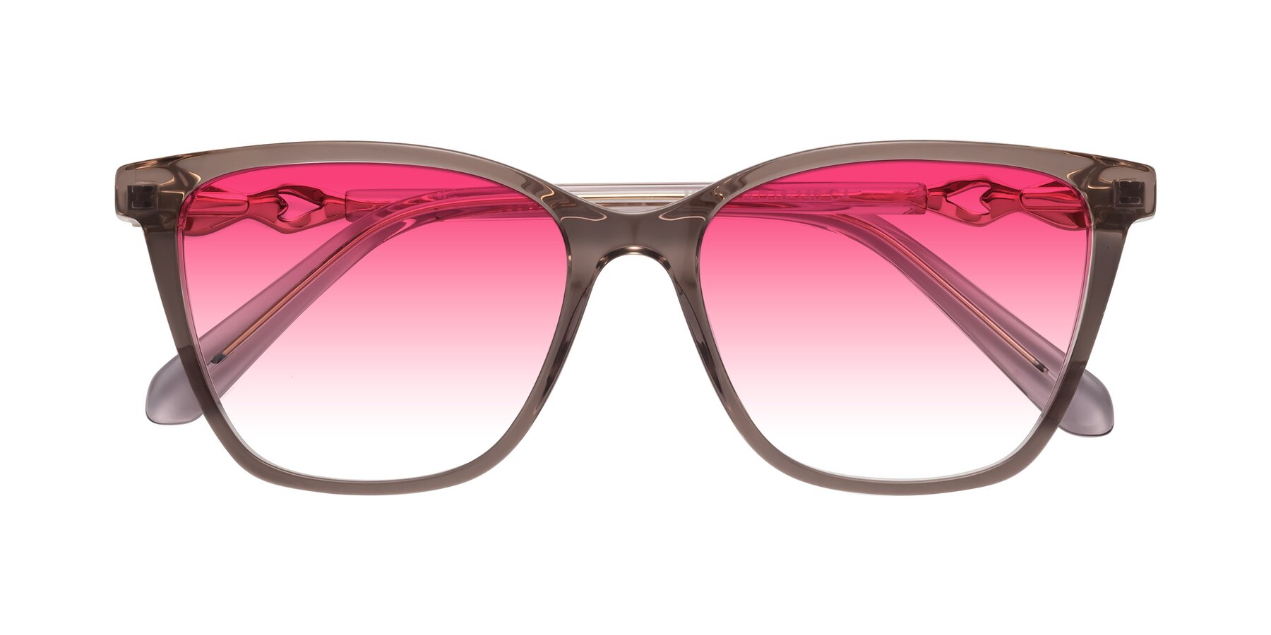 Folded Front of Mothe in Rose Taupe with Pink Gradient Lenses