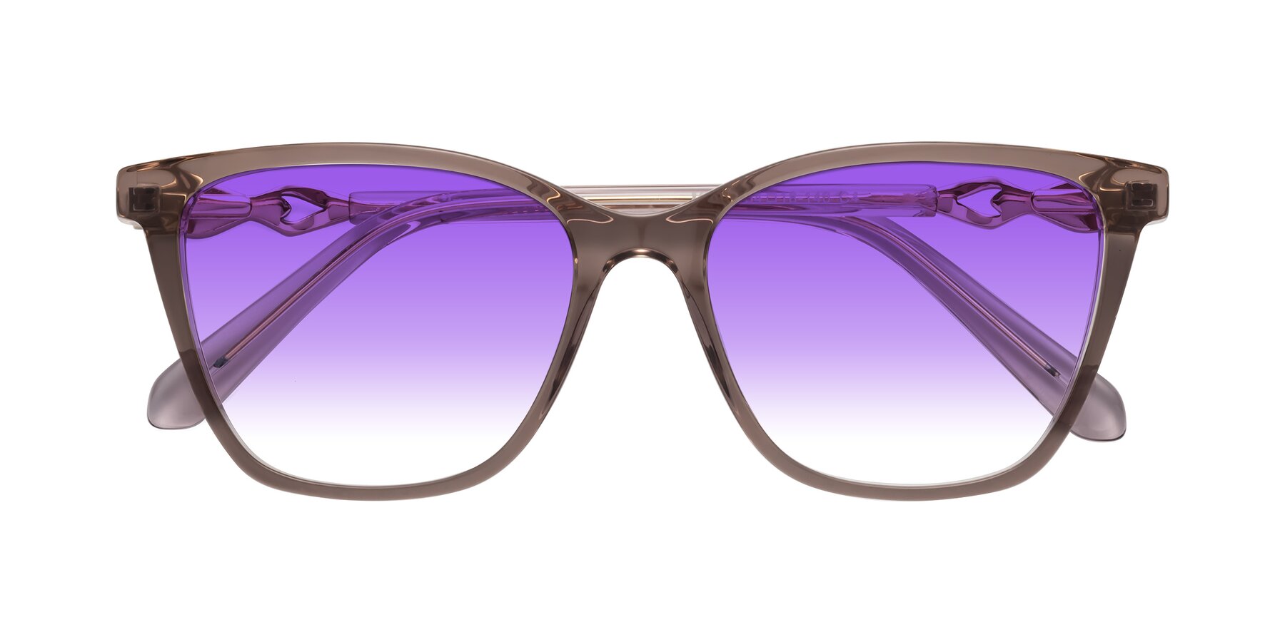 Folded Front of Mothe in Rose Taupe with Purple Gradient Lenses