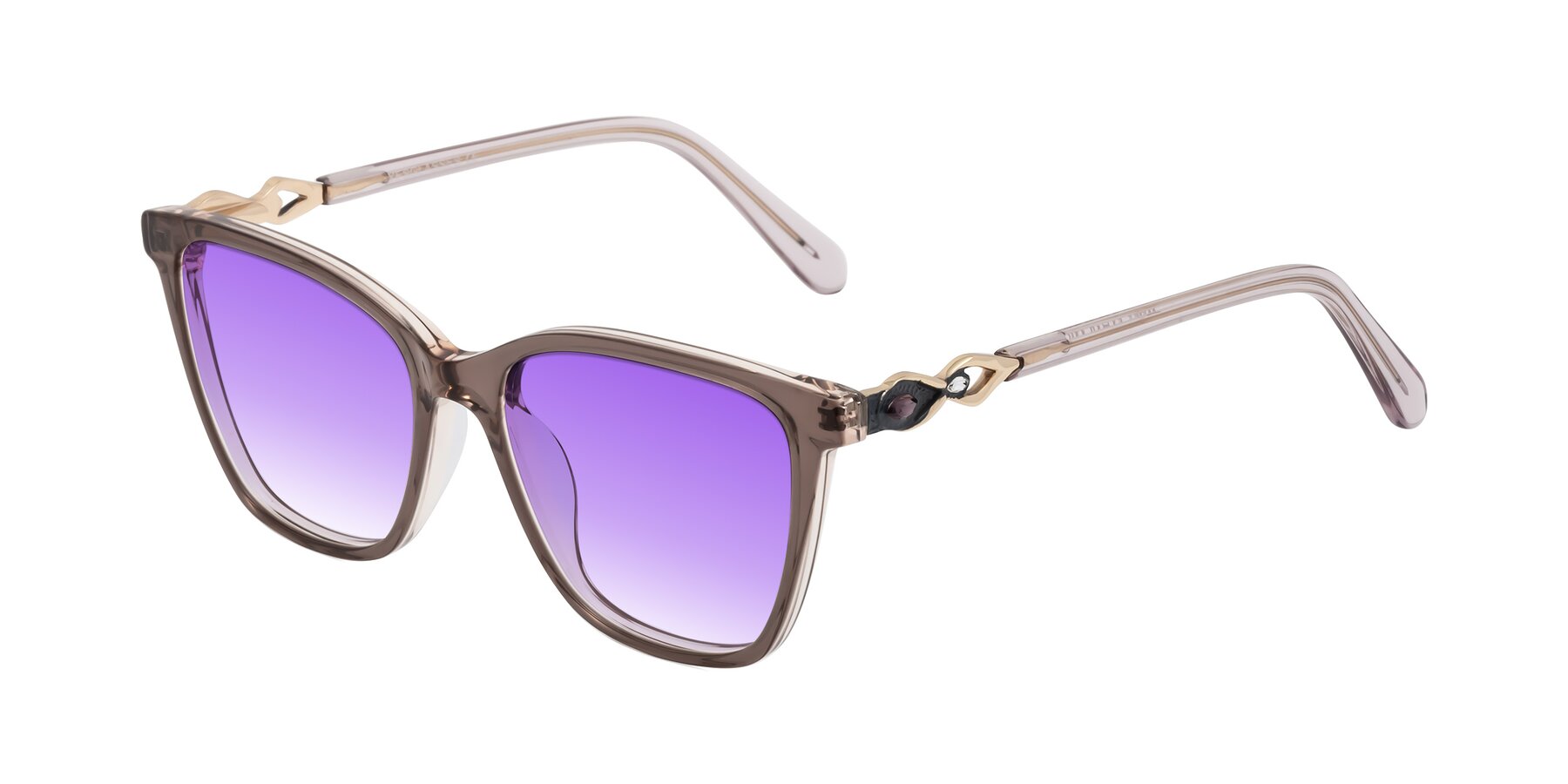 Angle of Mothe in Rose Taupe with Purple Gradient Lenses