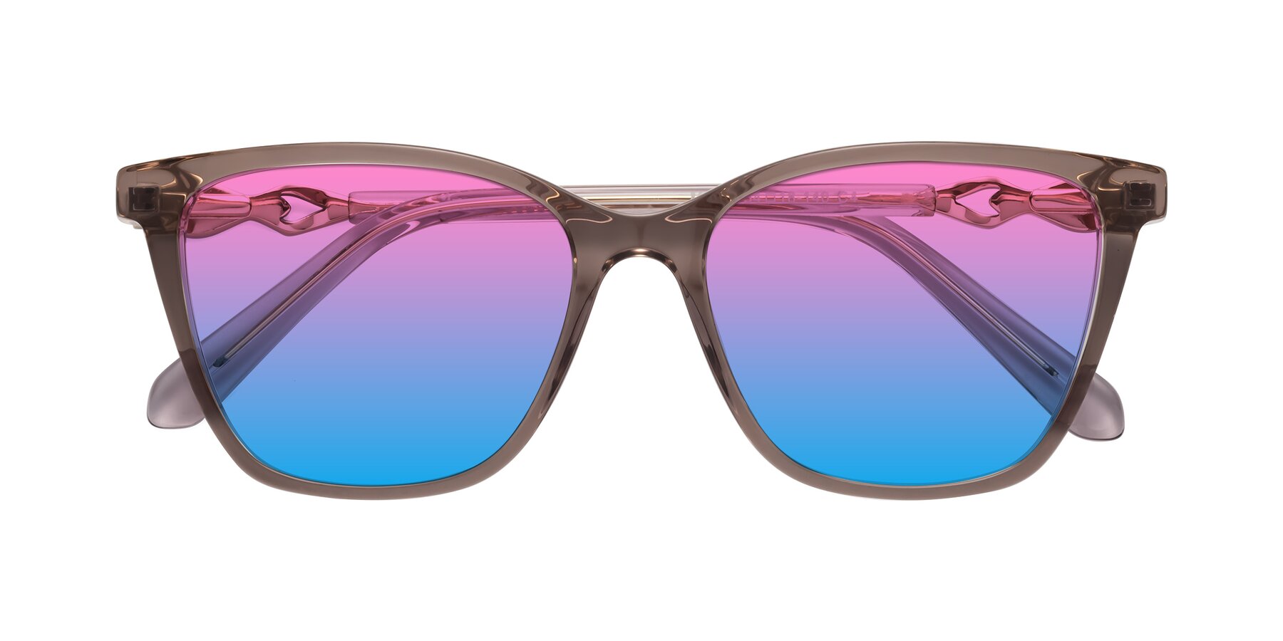 Folded Front of Mothe in Rose Taupe with Pink / Blue Gradient Lenses