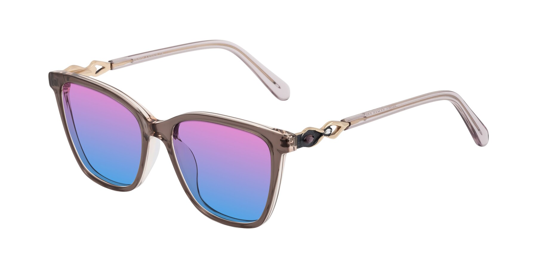 Angle of Mothe in Rose Taupe with Pink / Blue Gradient Lenses