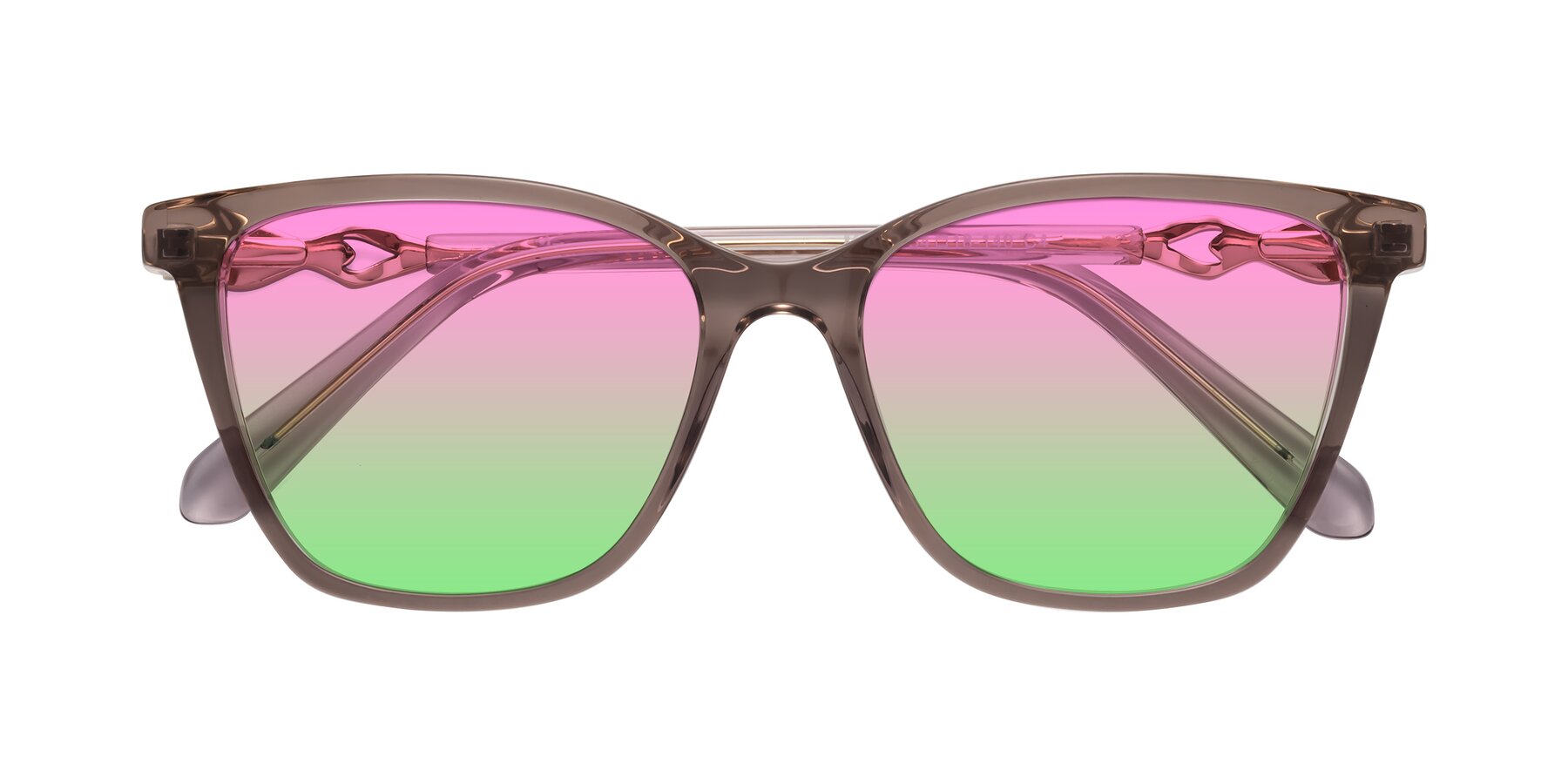 Folded Front of Mothe in Rose Taupe with Pink / Green Gradient Lenses