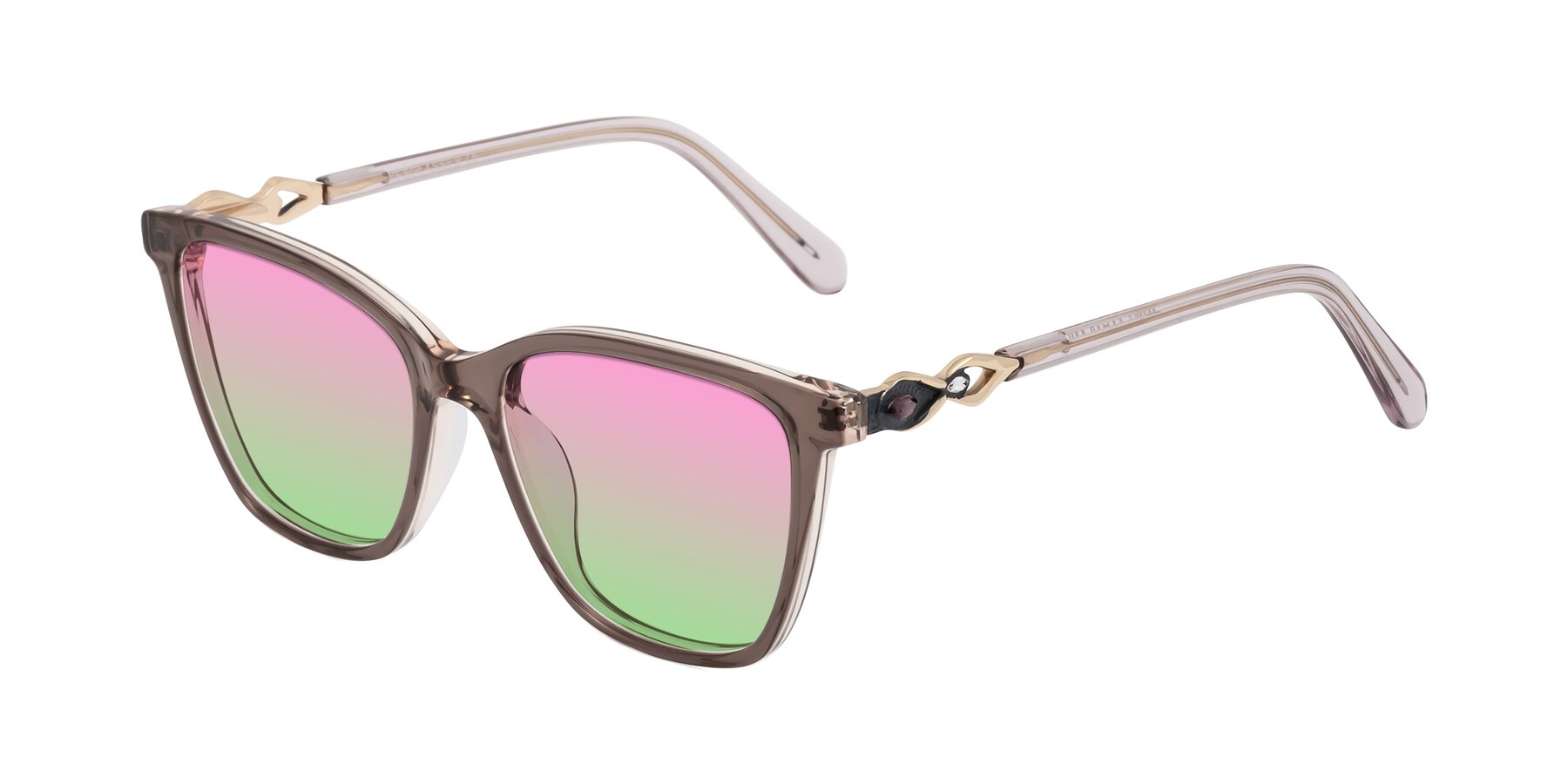 Angle of Mothe in Rose Taupe with Pink / Green Gradient Lenses