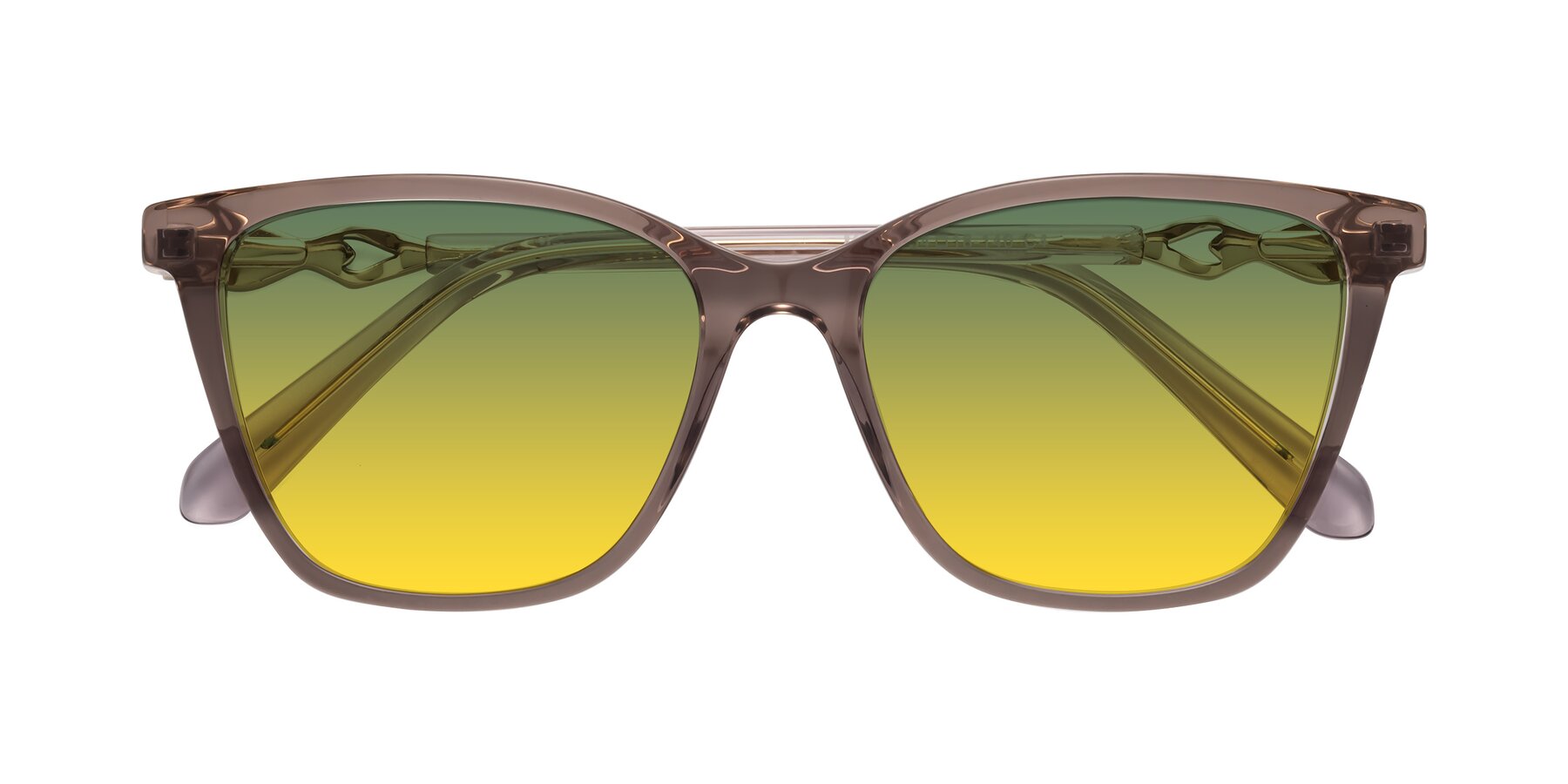 Folded Front of Mothe in Rose Taupe with Green / Yellow Gradient Lenses