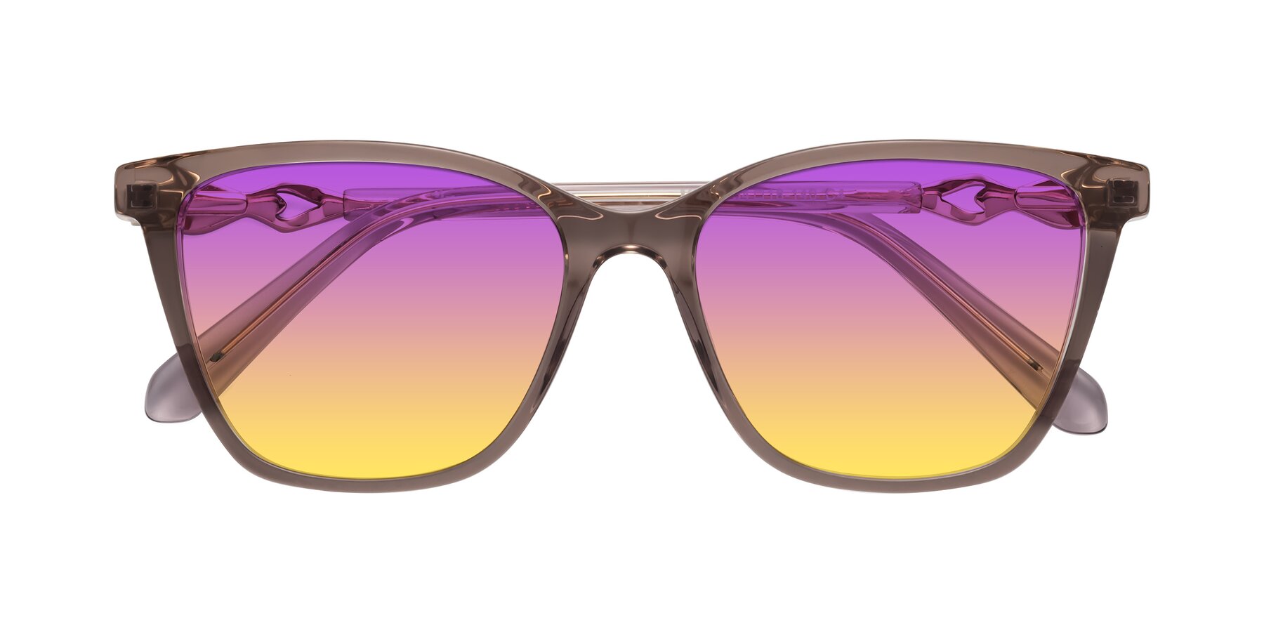 Folded Front of Mothe in Rose Taupe with Purple / Yellow Gradient Lenses