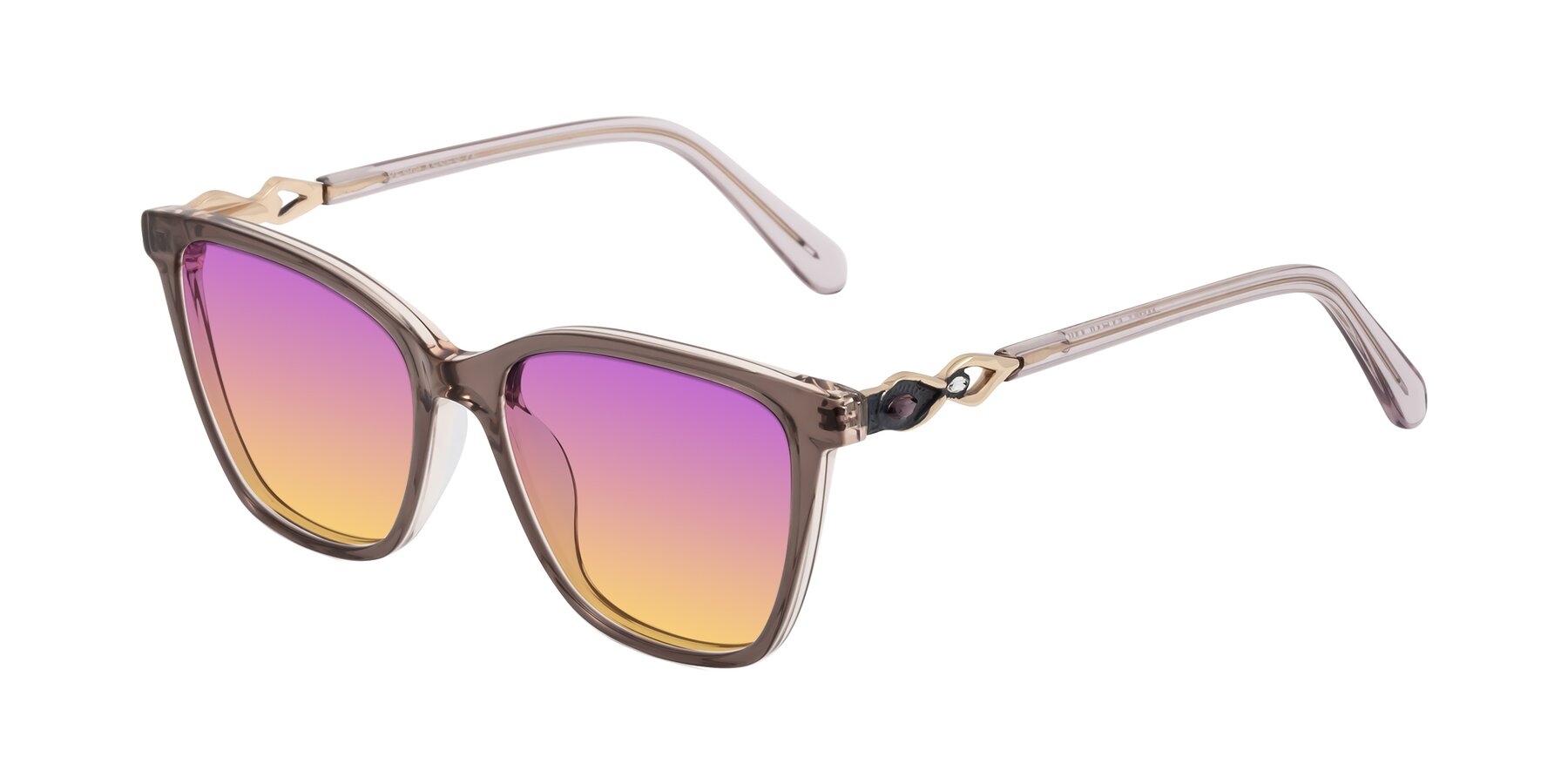 Angle of Mothe in Rose Taupe with Purple / Yellow Gradient Lenses