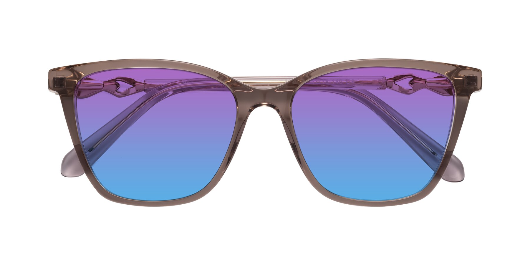 Folded Front of Mothe in Rose Taupe with Purple / Blue Gradient Lenses