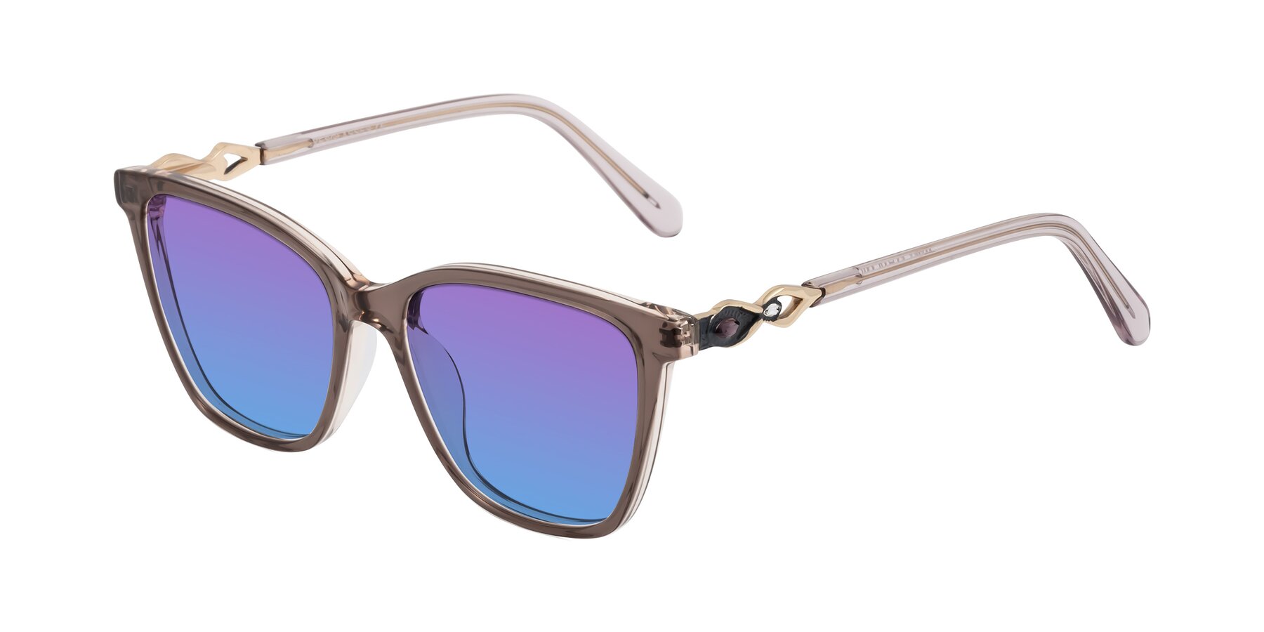 Angle of Mothe in Rose Taupe with Purple / Blue Gradient Lenses