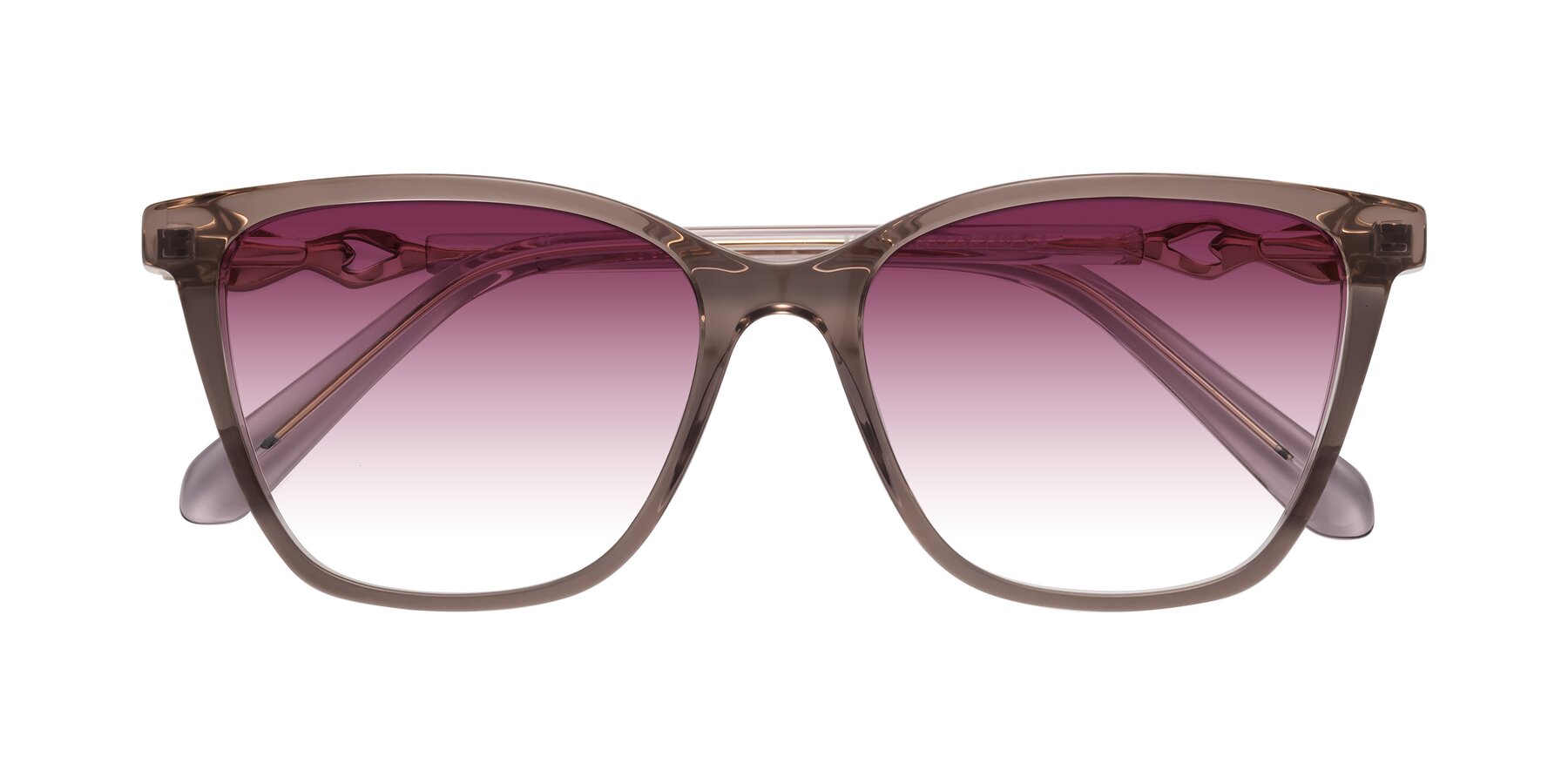 Folded Front of Mothe in Rose Taupe with Wine Gradient Lenses