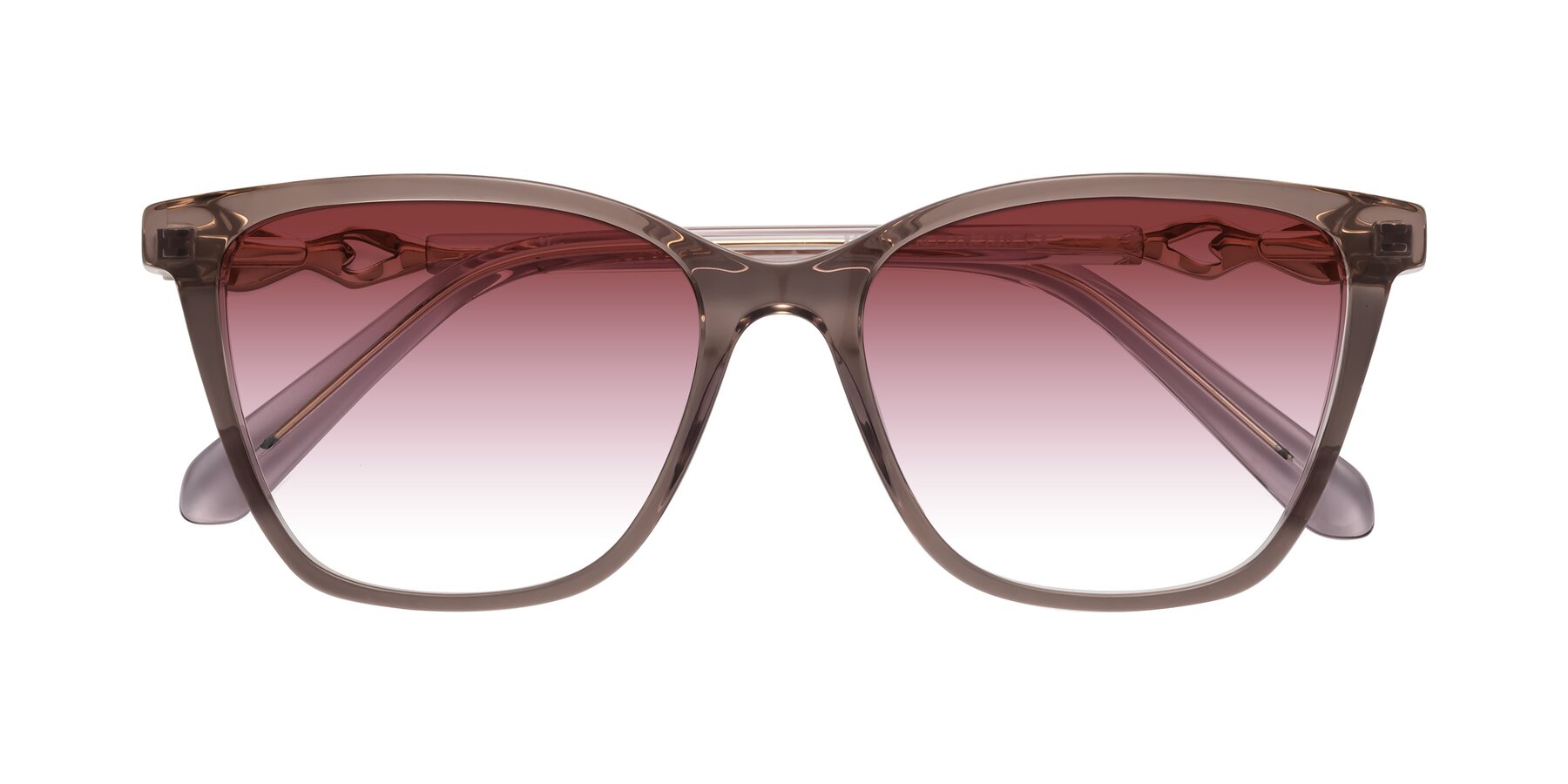 Folded Front of Mothe in Rose Taupe with Garnet Gradient Lenses