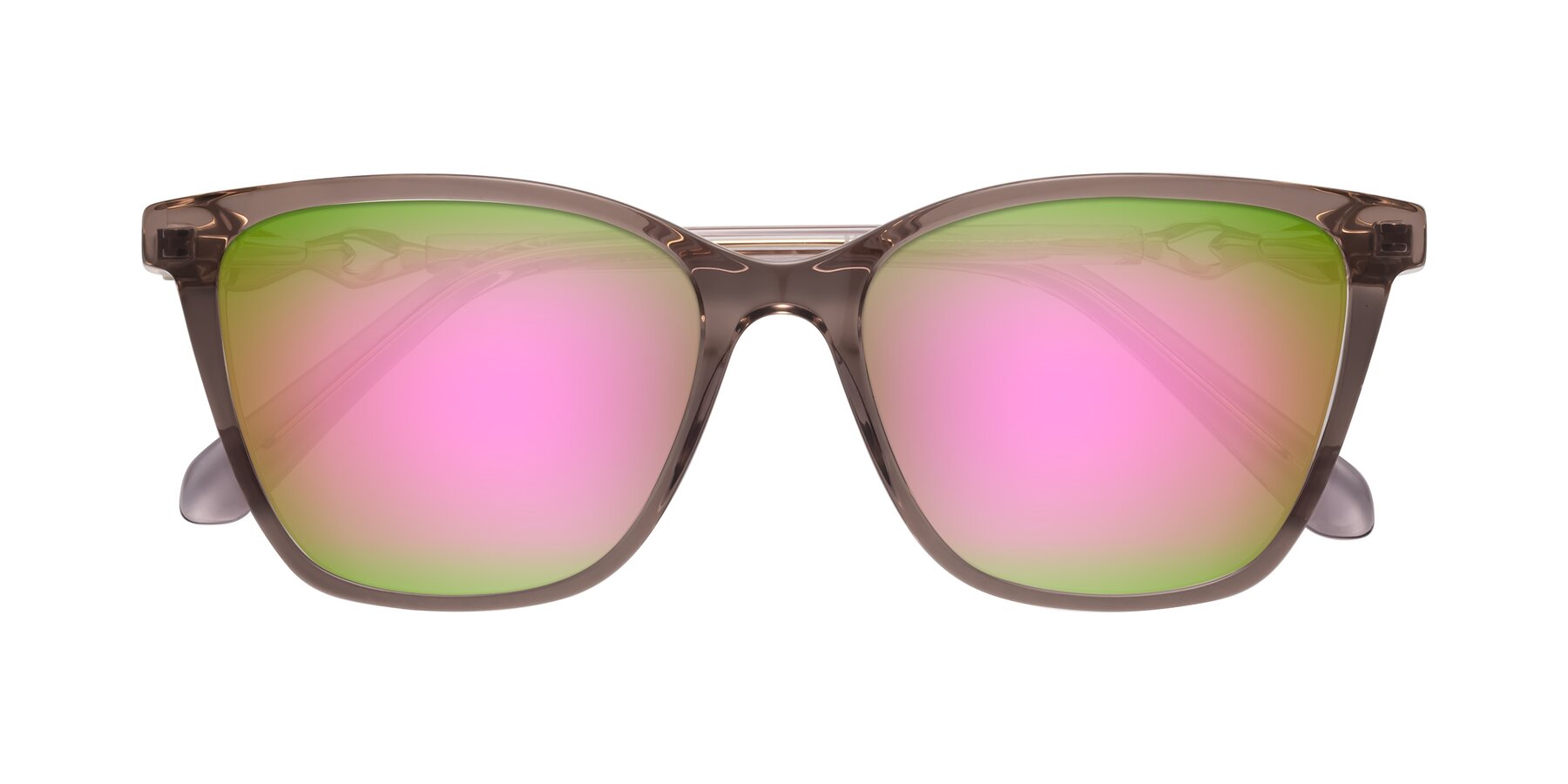 Folded Front of Mothe in Rose Taupe with Pink Mirrored Lenses