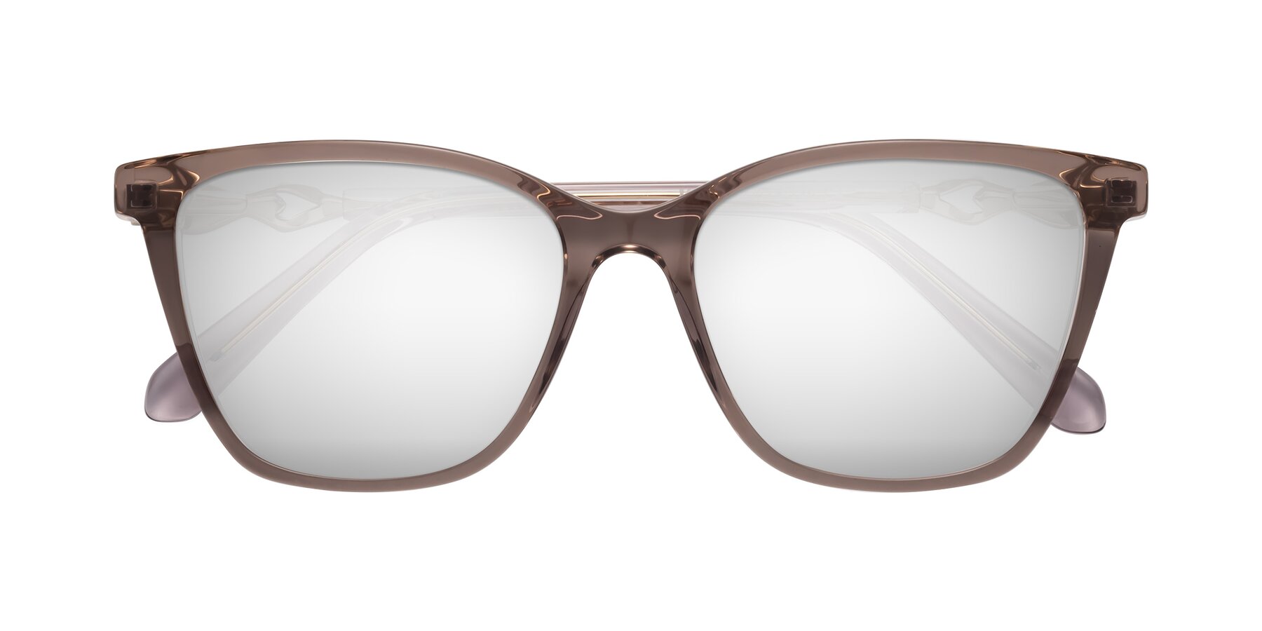 Folded Front of Mothe in Rose Taupe with Silver Mirrored Lenses