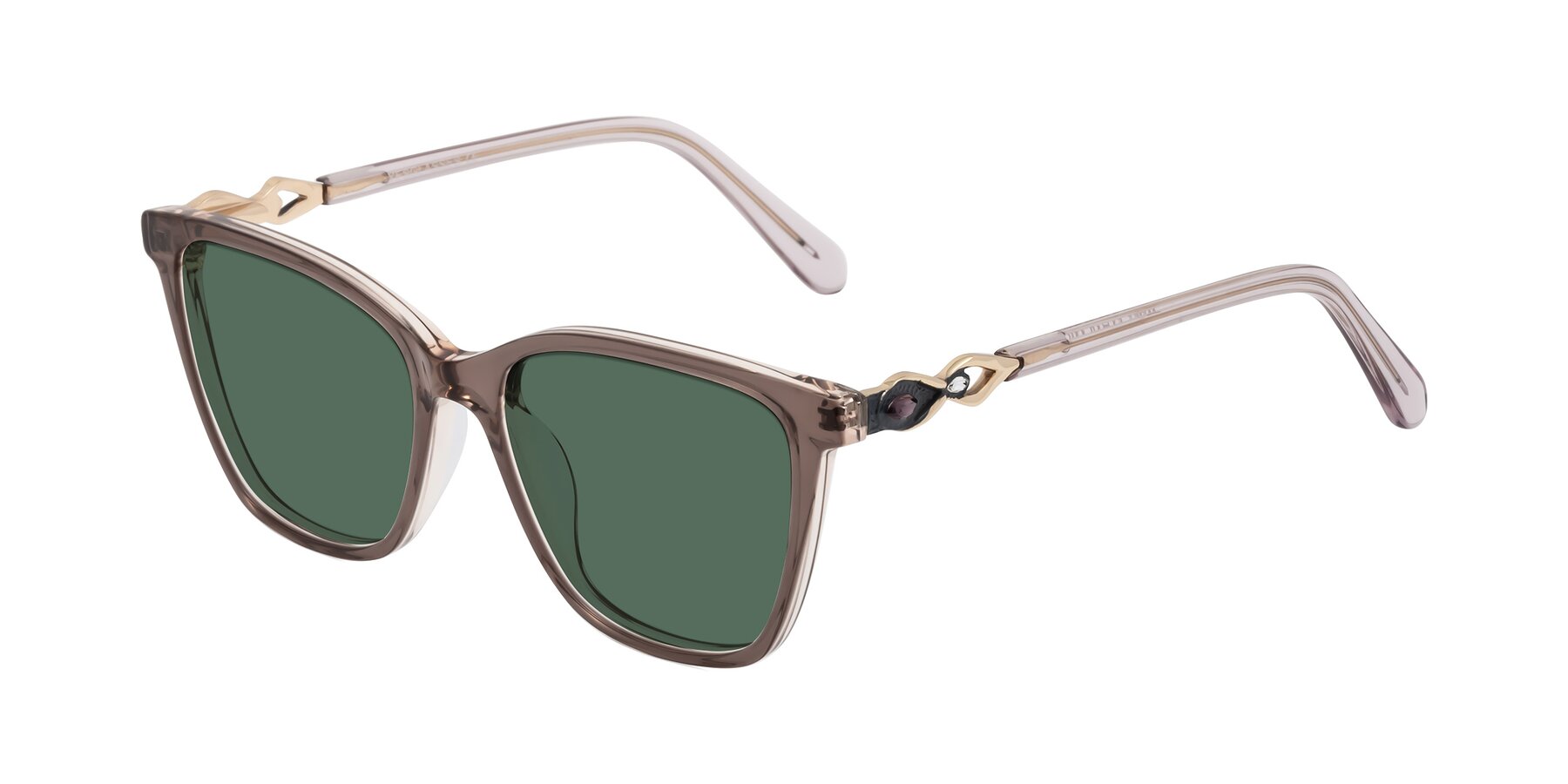 Angle of Mothe in Rose Taupe with Green Polarized Lenses