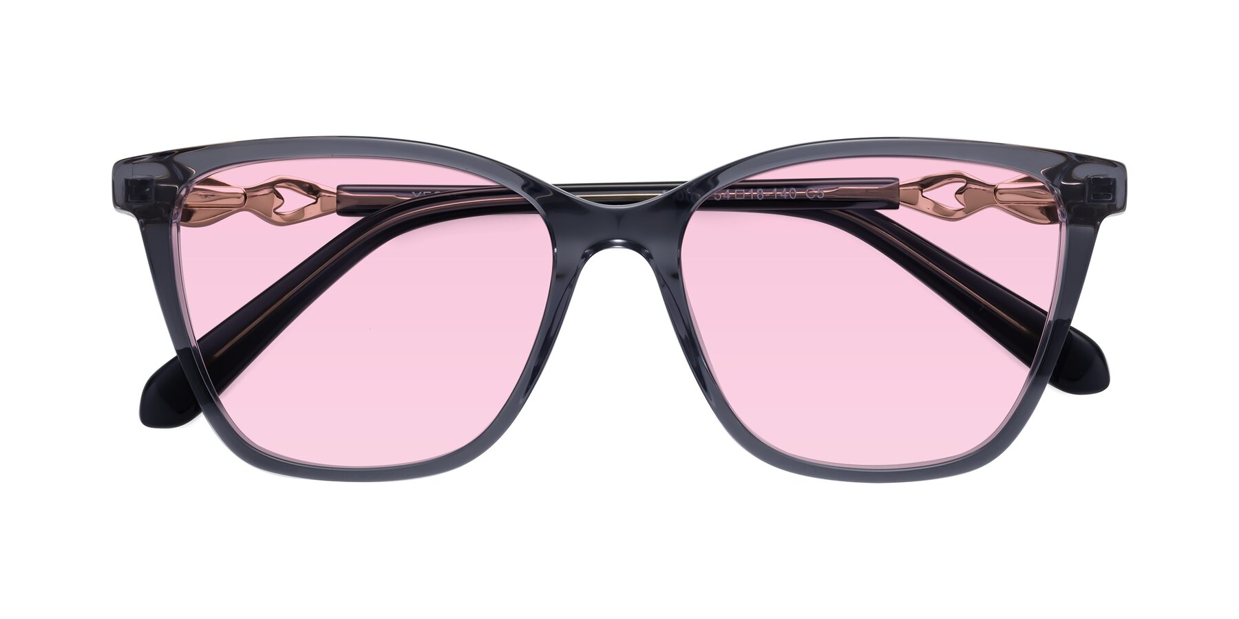 Folded Front of Mothe in Blue Gray with Light Pink Tinted Lenses