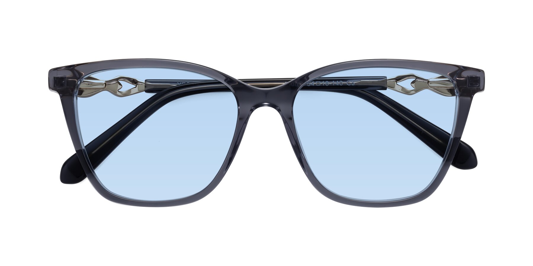 Folded Front of Mothe in Blue Gray with Light Blue Tinted Lenses