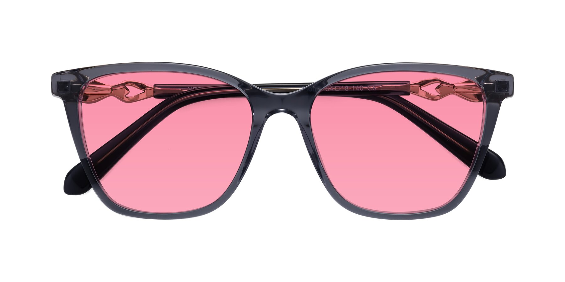 Folded Front of Mothe in Blue Gray with Pink Tinted Lenses