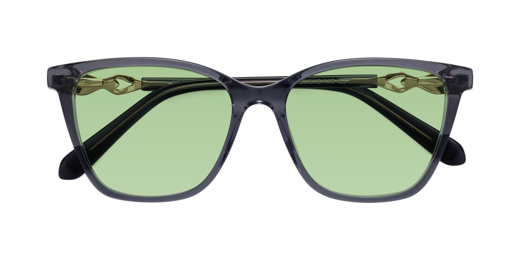 Folded Front of Mothe in Blue Gray with Medium Green Tinted Lenses