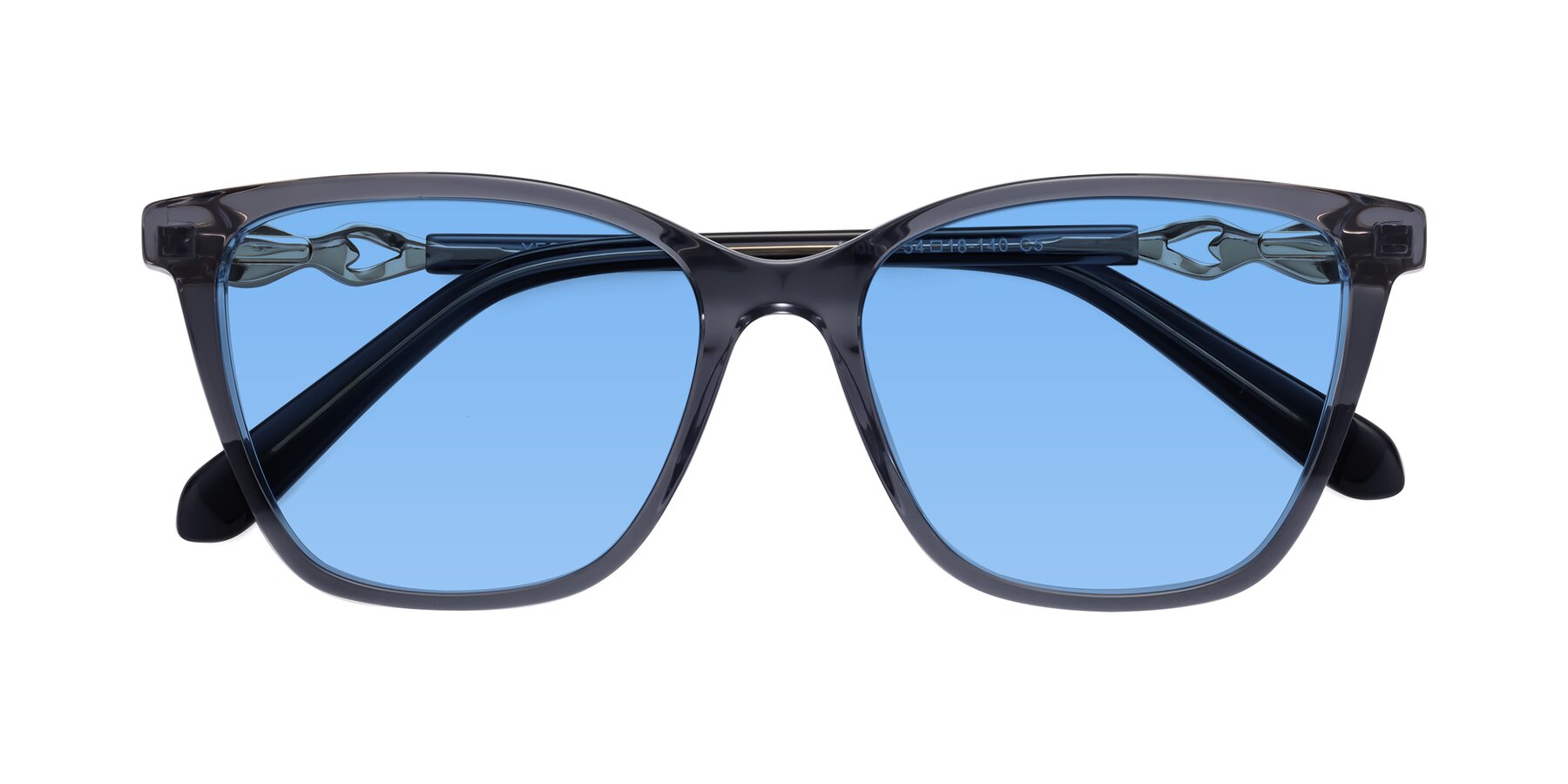 Folded Front of Mothe in Blue Gray with Medium Blue Tinted Lenses